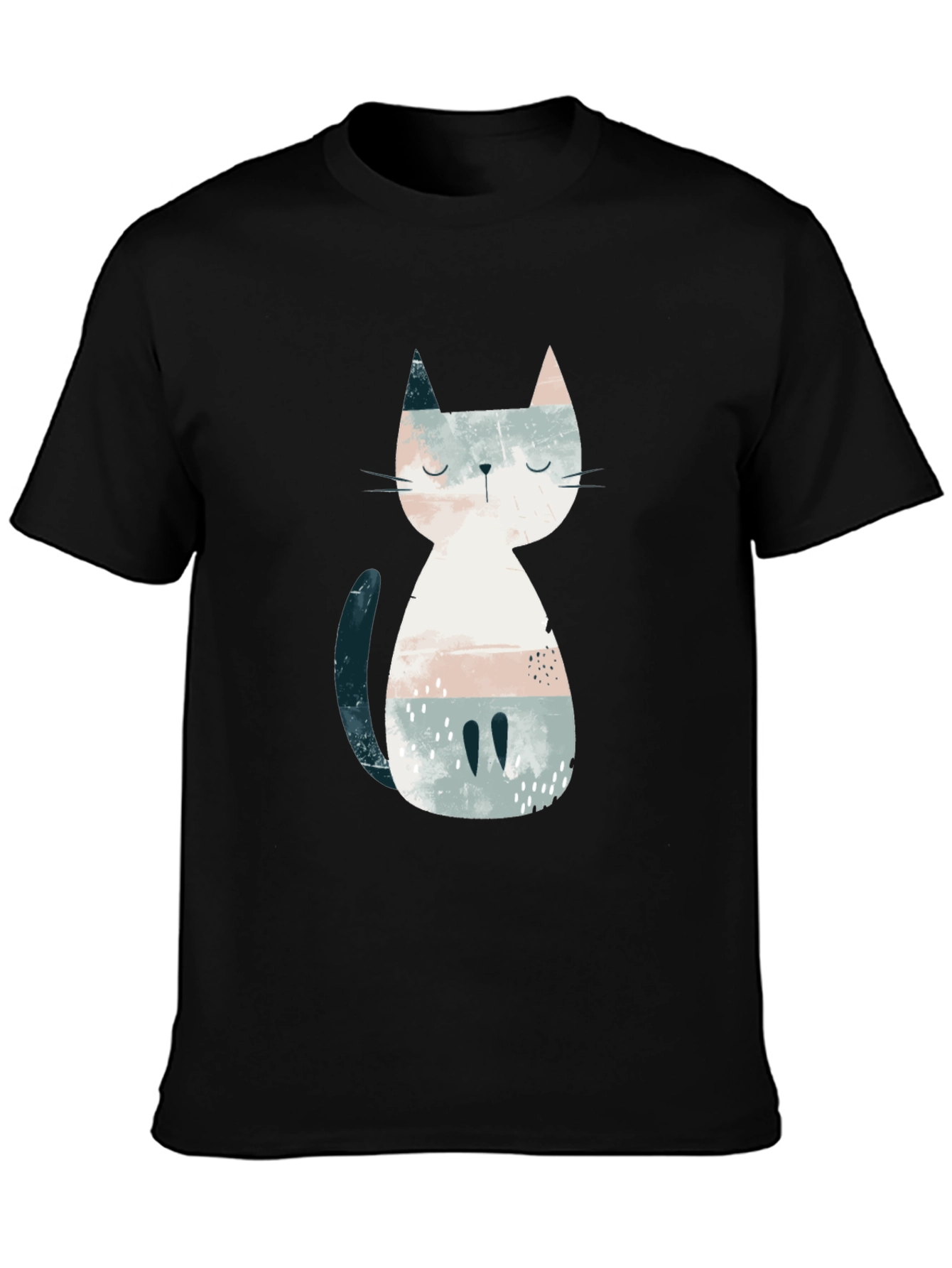 Black Stylish Cat Graphic Black T-Shirt for Men view 3