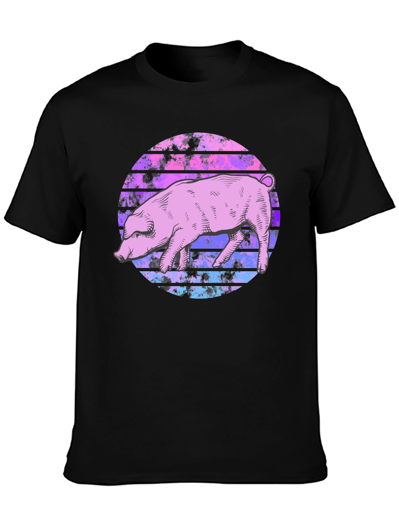 Black Retro Pig Graphic Tee - Unique Style view 3