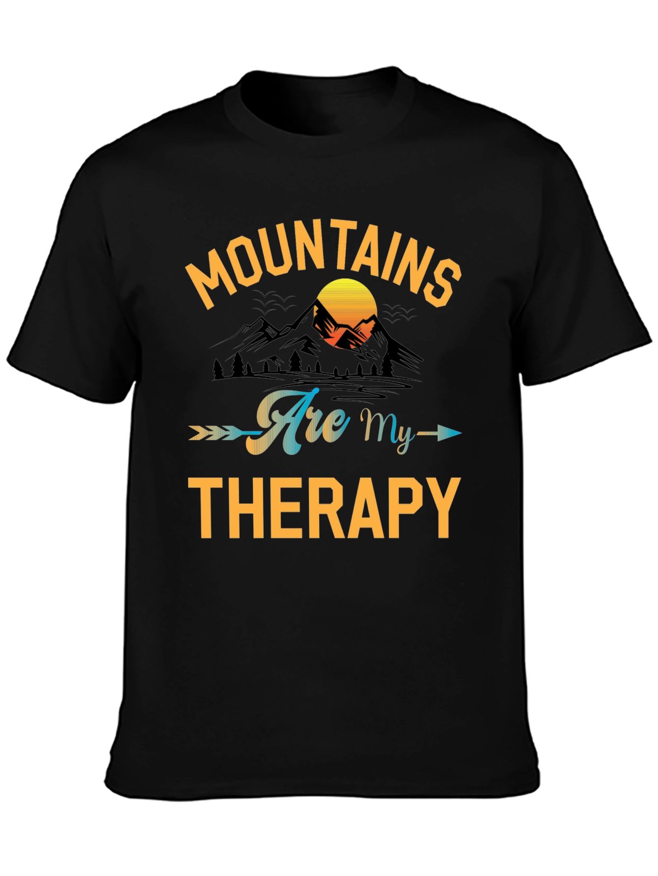 Black Mountains Are My Therapy Black Graphic Tee view 3