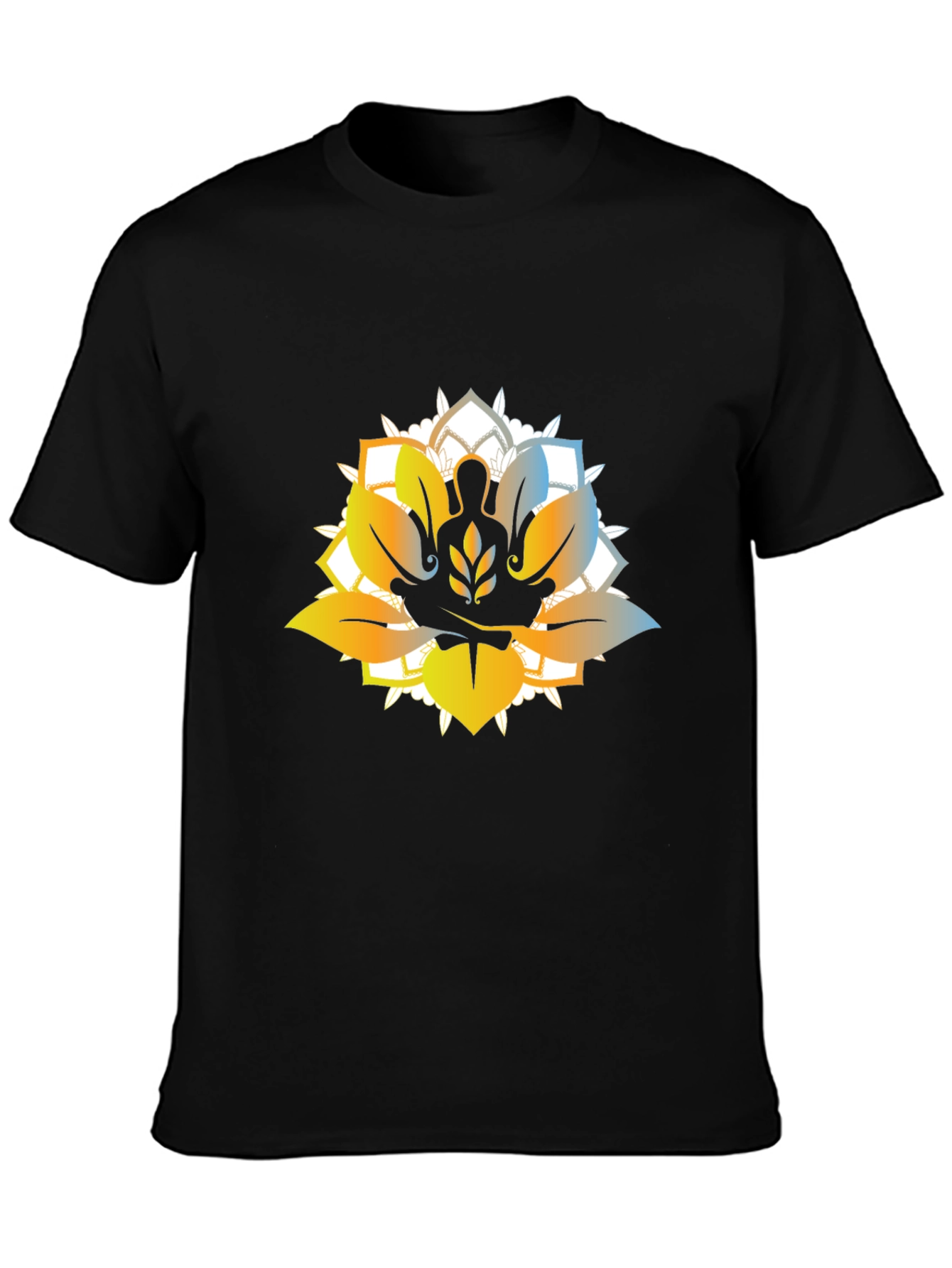 Black Lotus Meditation Graphic T-Shirt - Black view 3