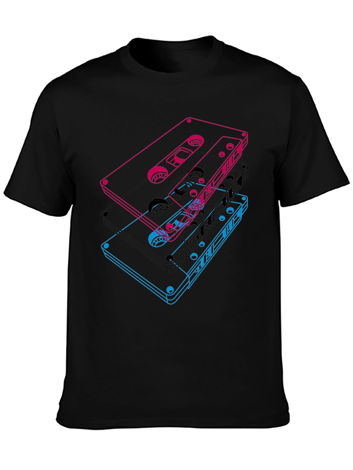 Black Retro Cassette Tape Graphic T-Shirt view 3
