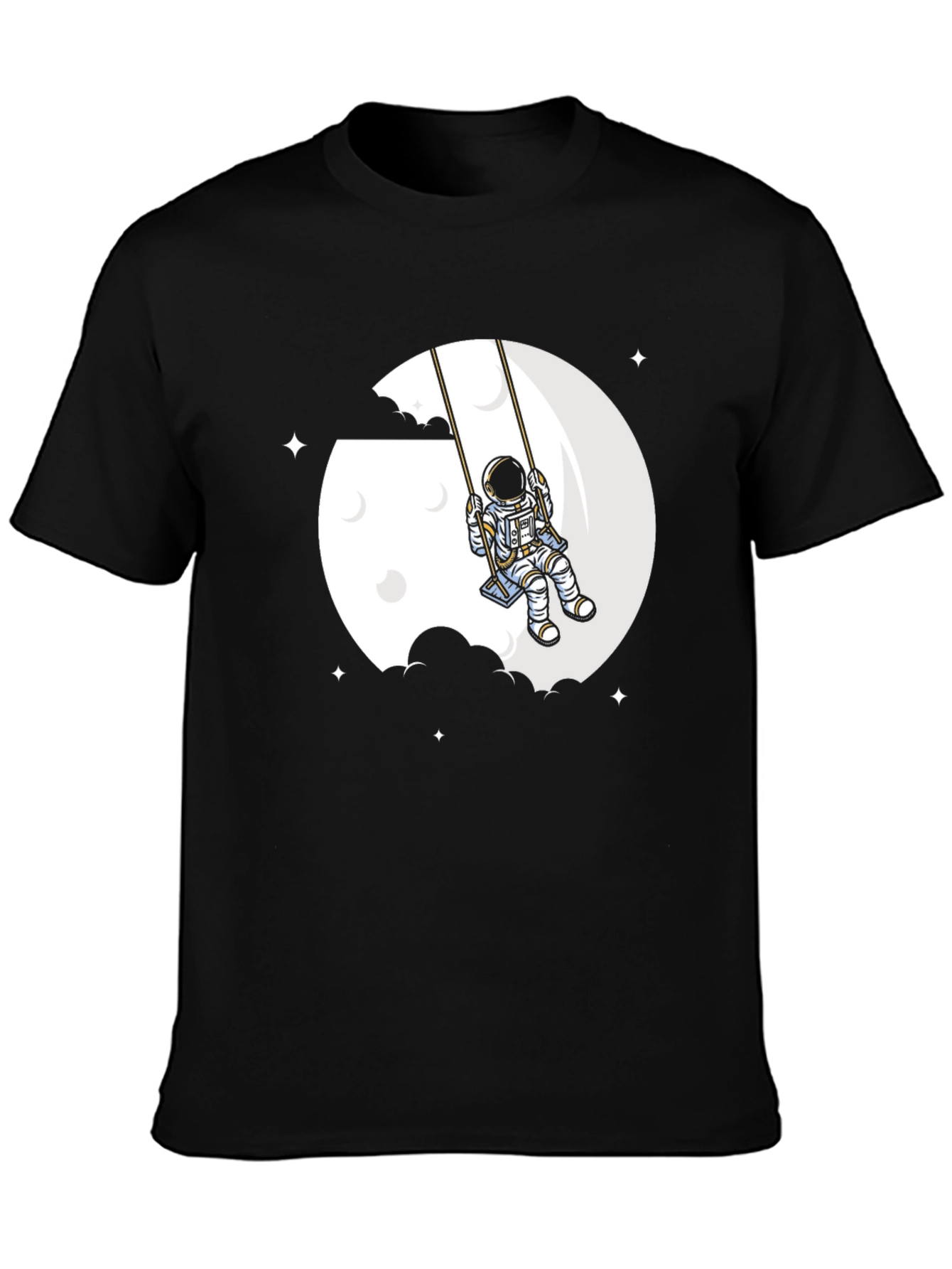 Black Astronaut Moon Swing Graphic T-Shirt - Unique Space Design view 3