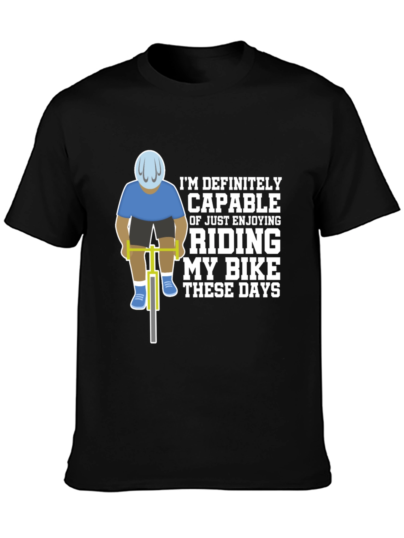 Black Funny Cycling T-Shirt - Riding My Bike These Days view 3