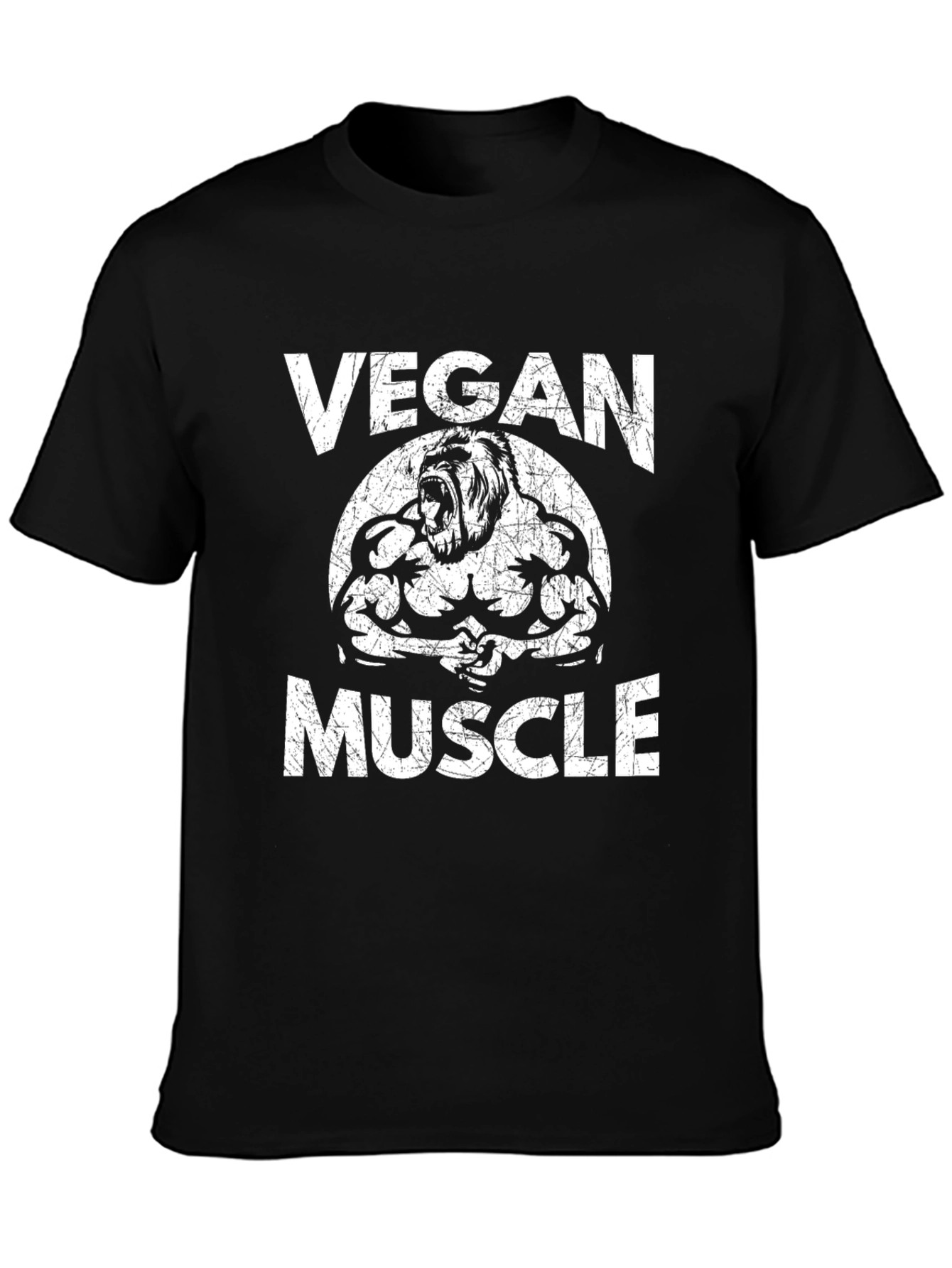 Black Vegan Muscle T-Shirt - Gorilla Design view 3