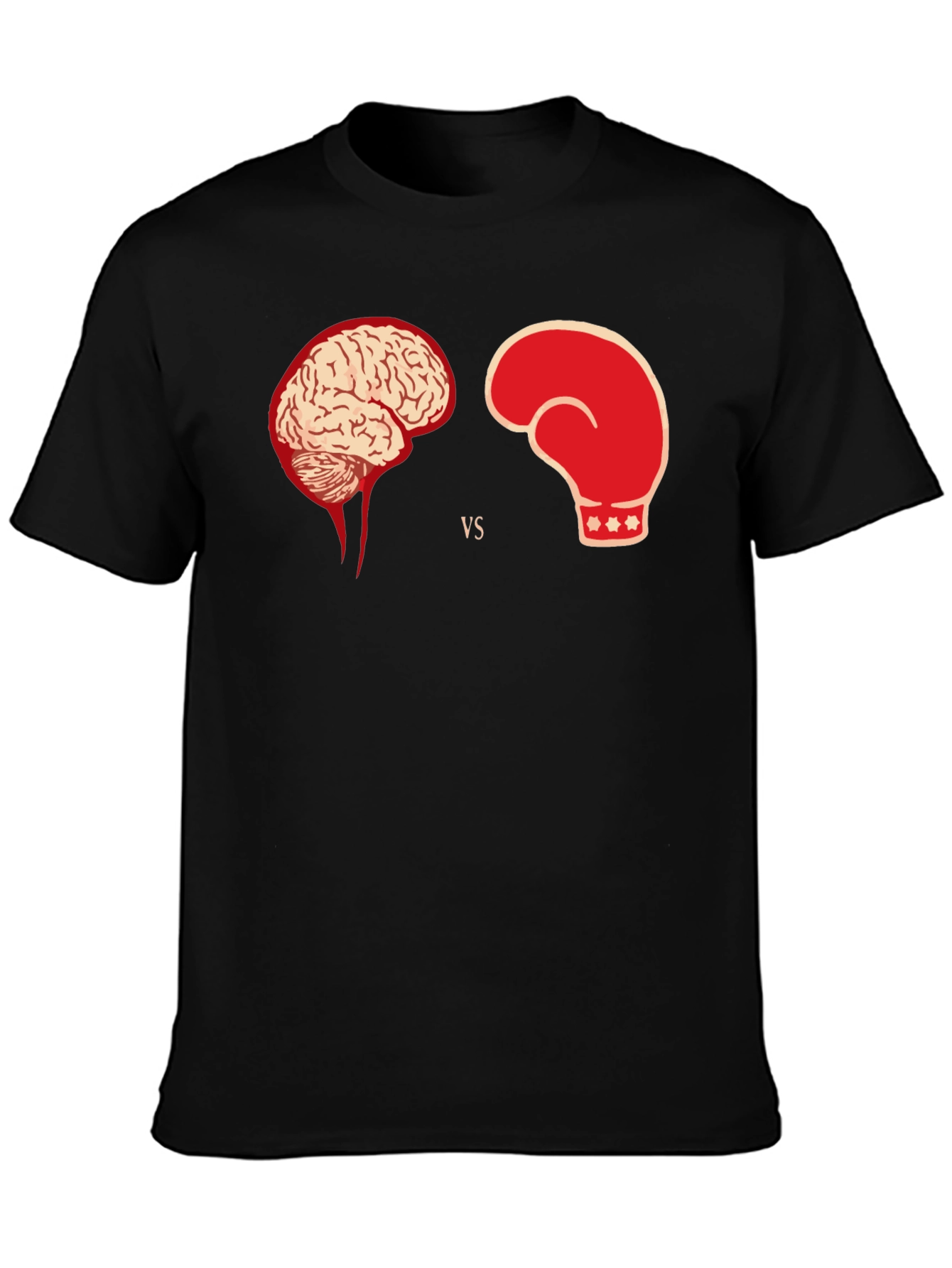 Black Brain vs Brawn Black Graphic Tee view 3