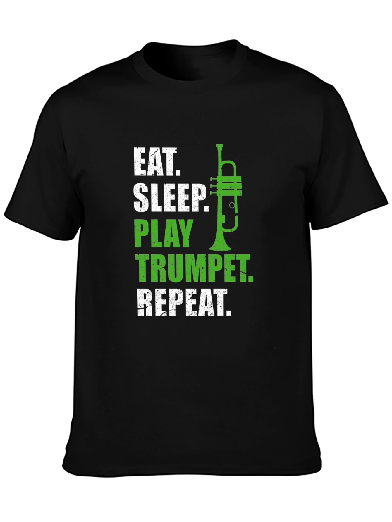 Black Eat Sleep Play Trumpet Repeat Black T-Shirt view 3