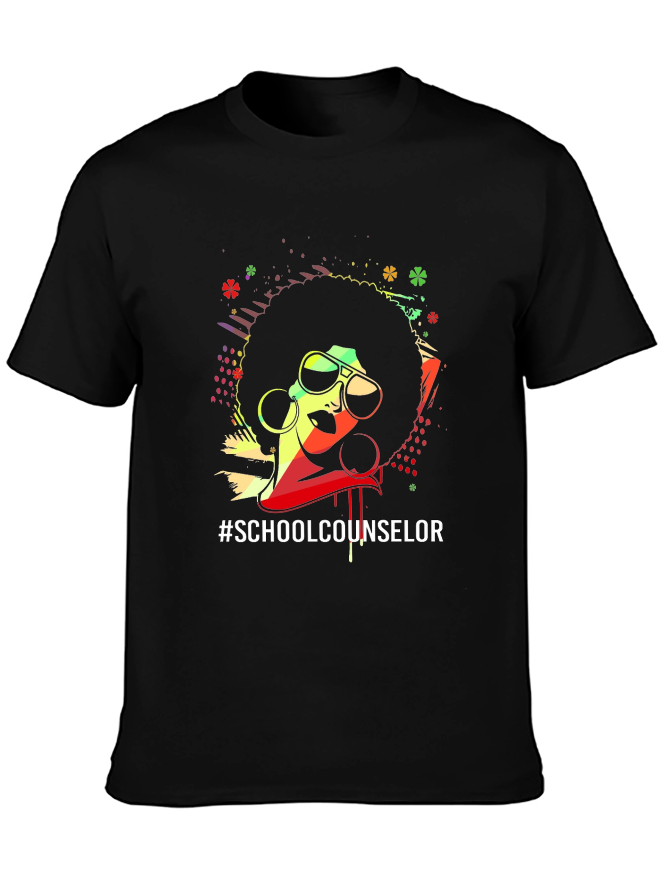 Black Afro School Counselor Graphic Tee view 3