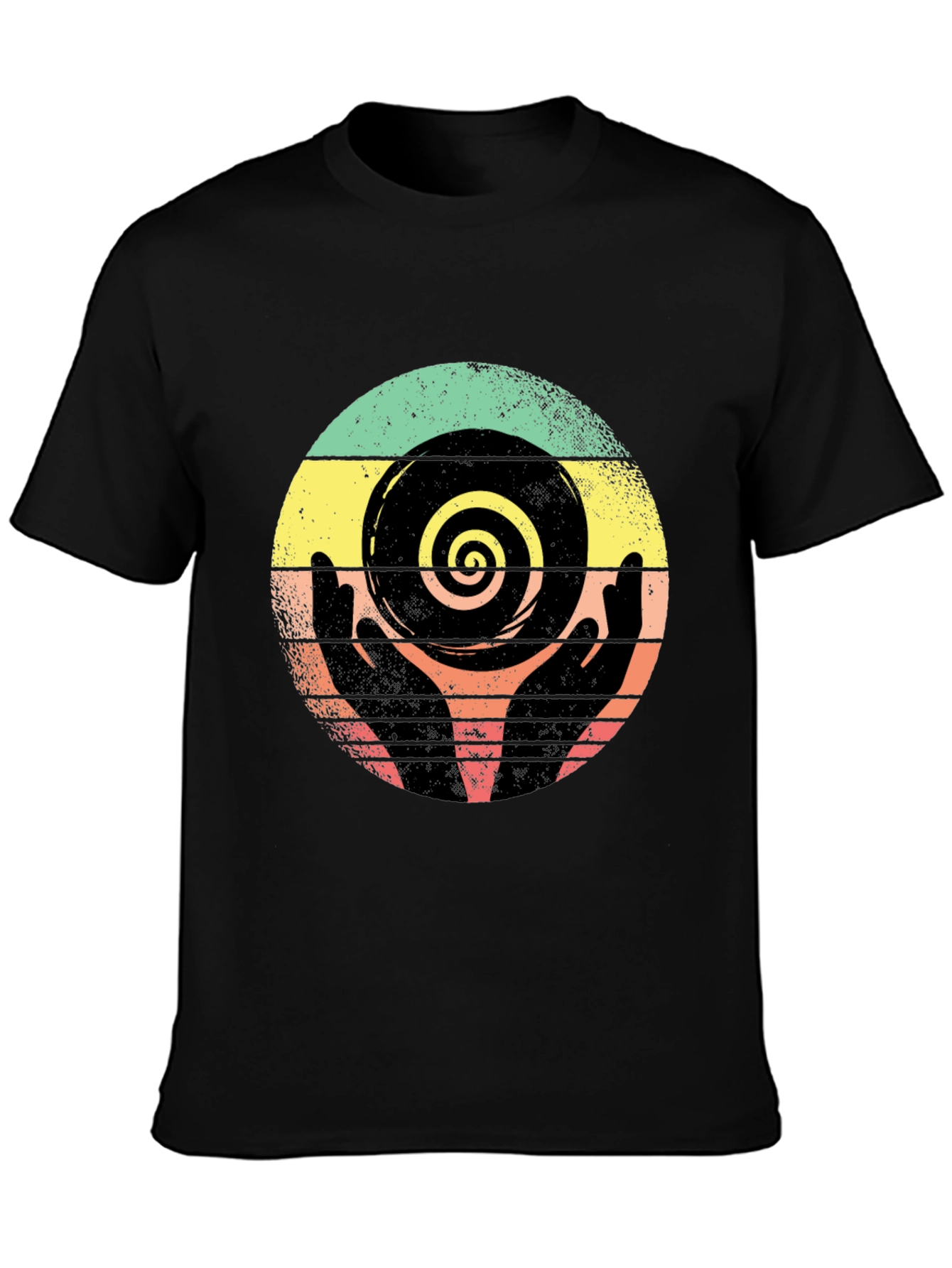 Black Retro Hands Spiral Graphic Tee view 3