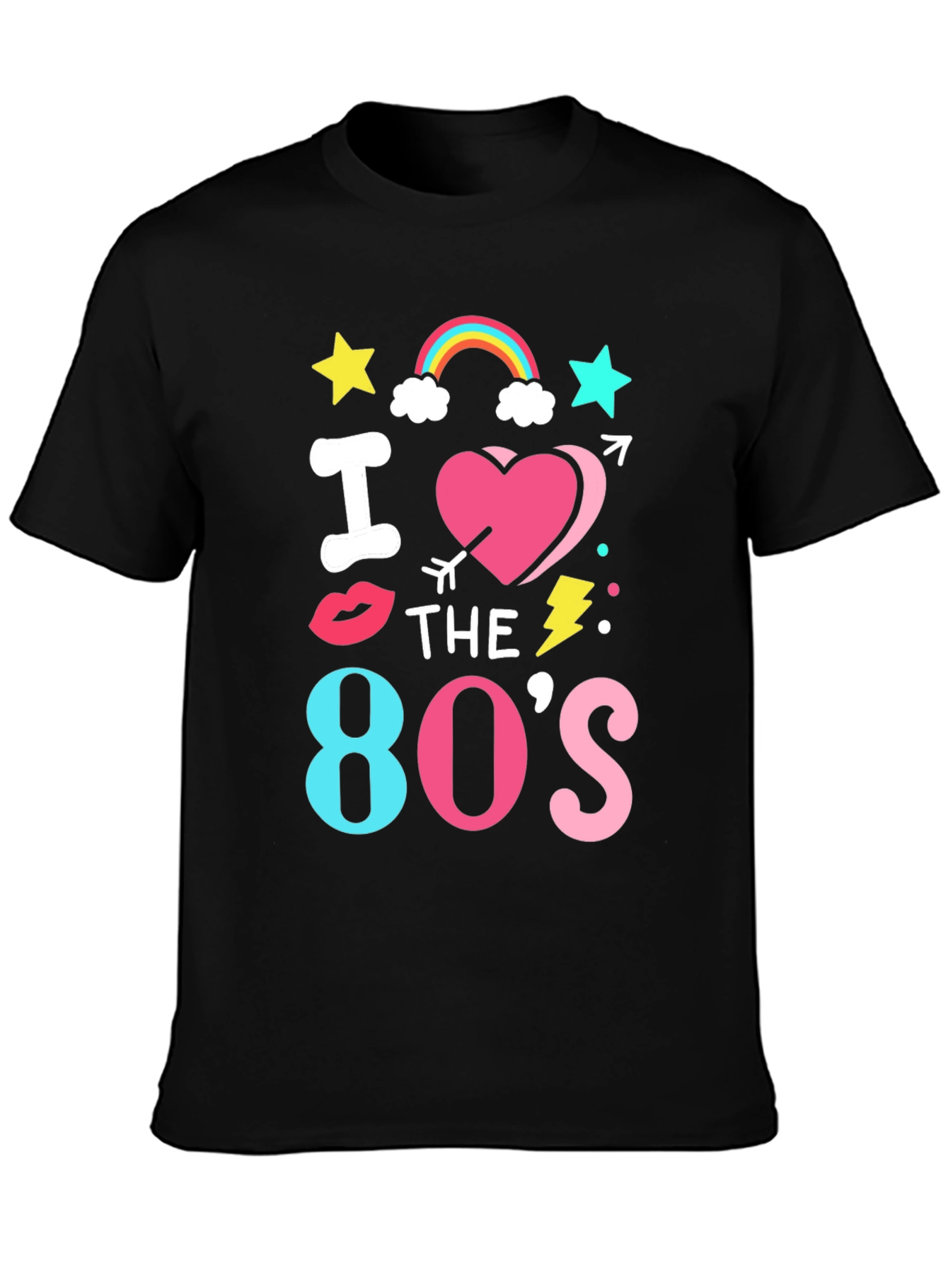 Black I Love The 80's Retro T-Shirt view 3
