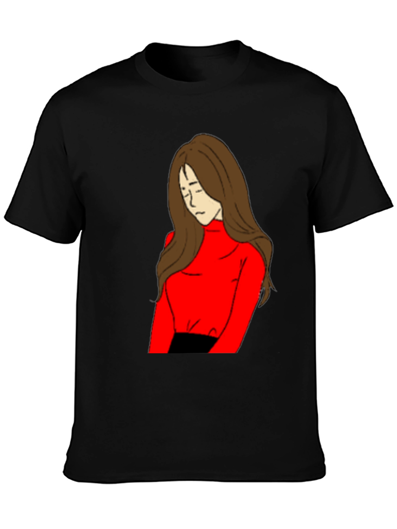 Black Artistic Girl Graphic T-Shirt view 3