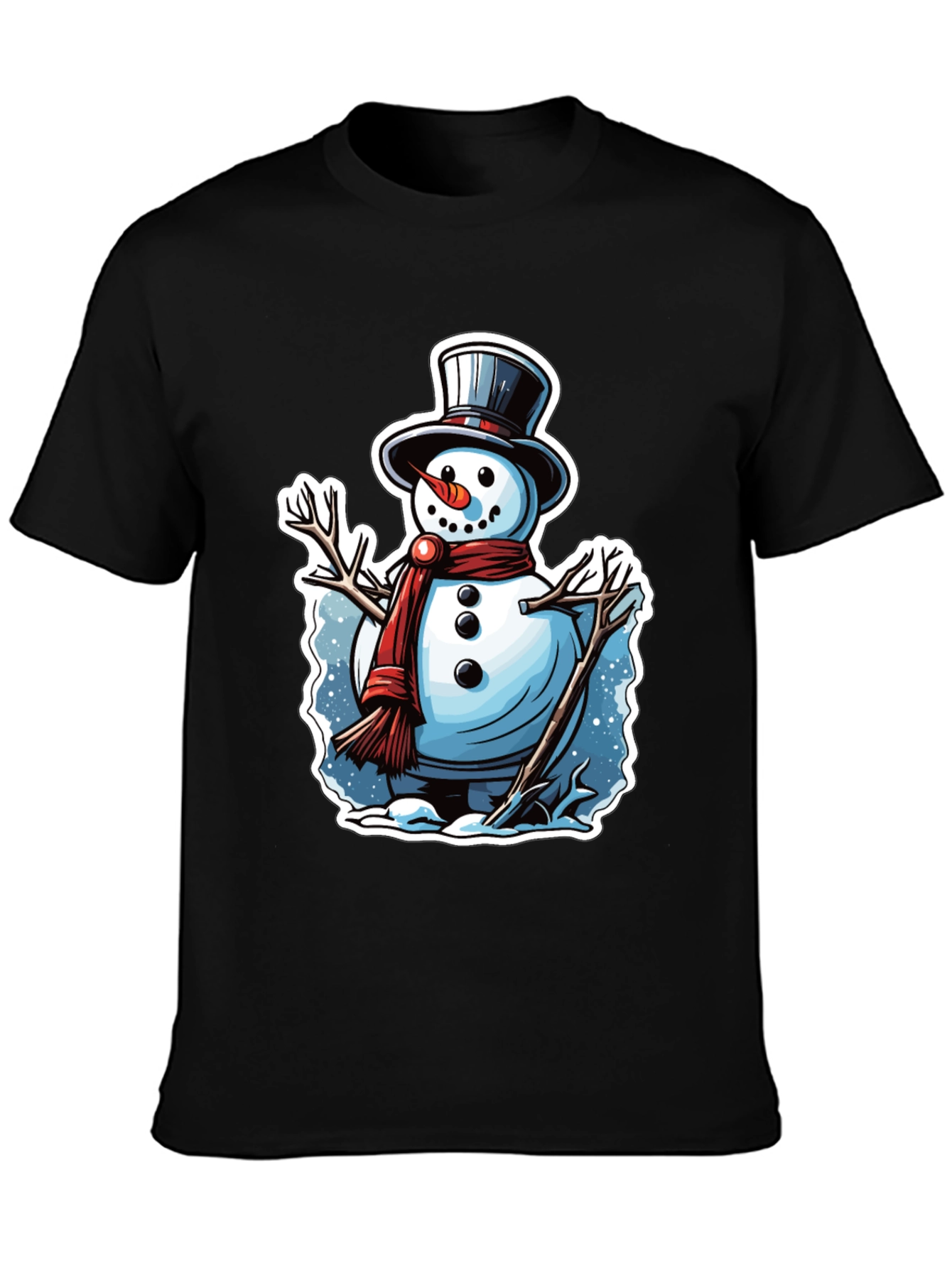 Black Festive Snowman Graphic Tee view 3