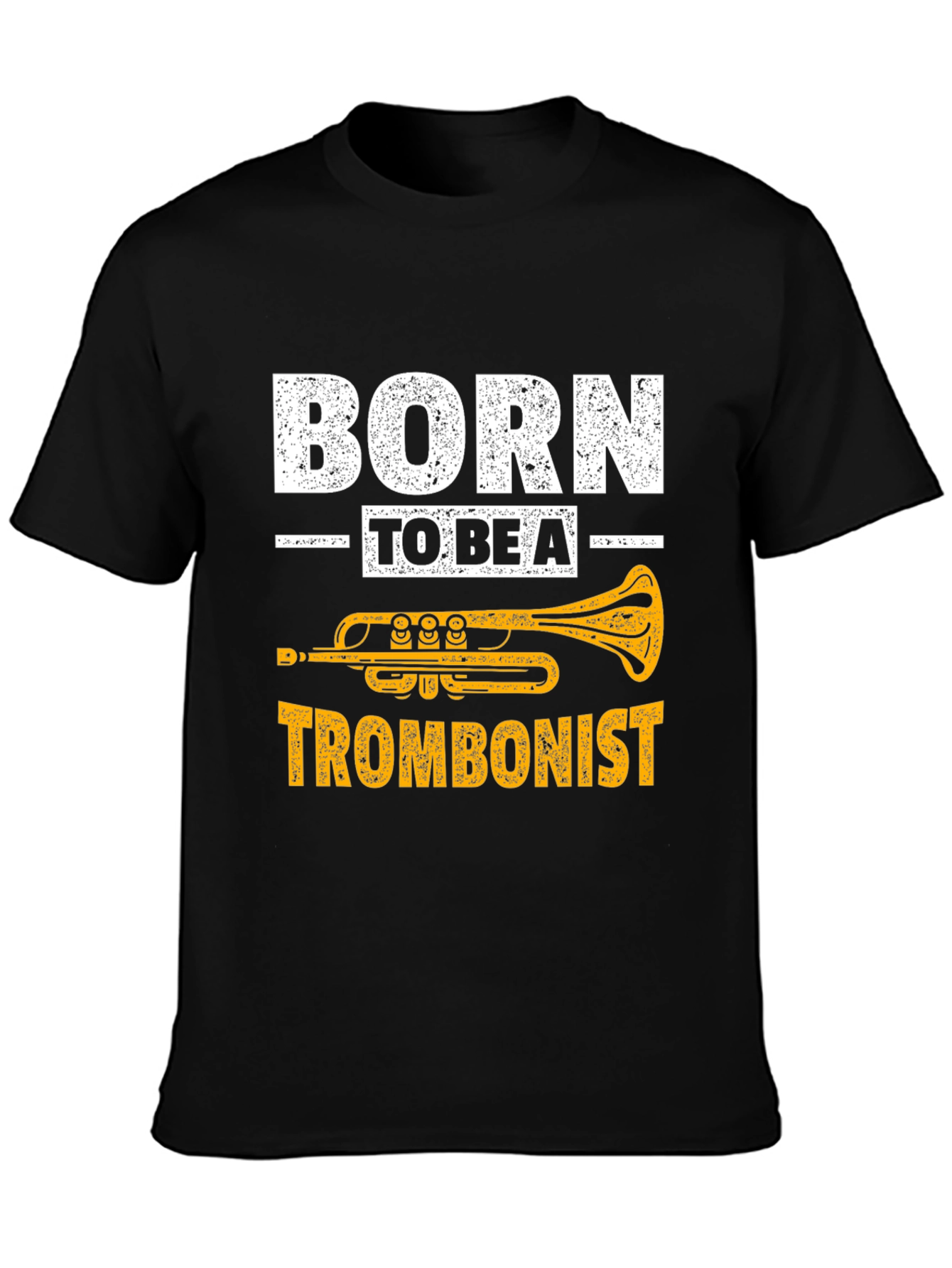Black Born to Be a Trombonist Graphic T-Shirt view 3