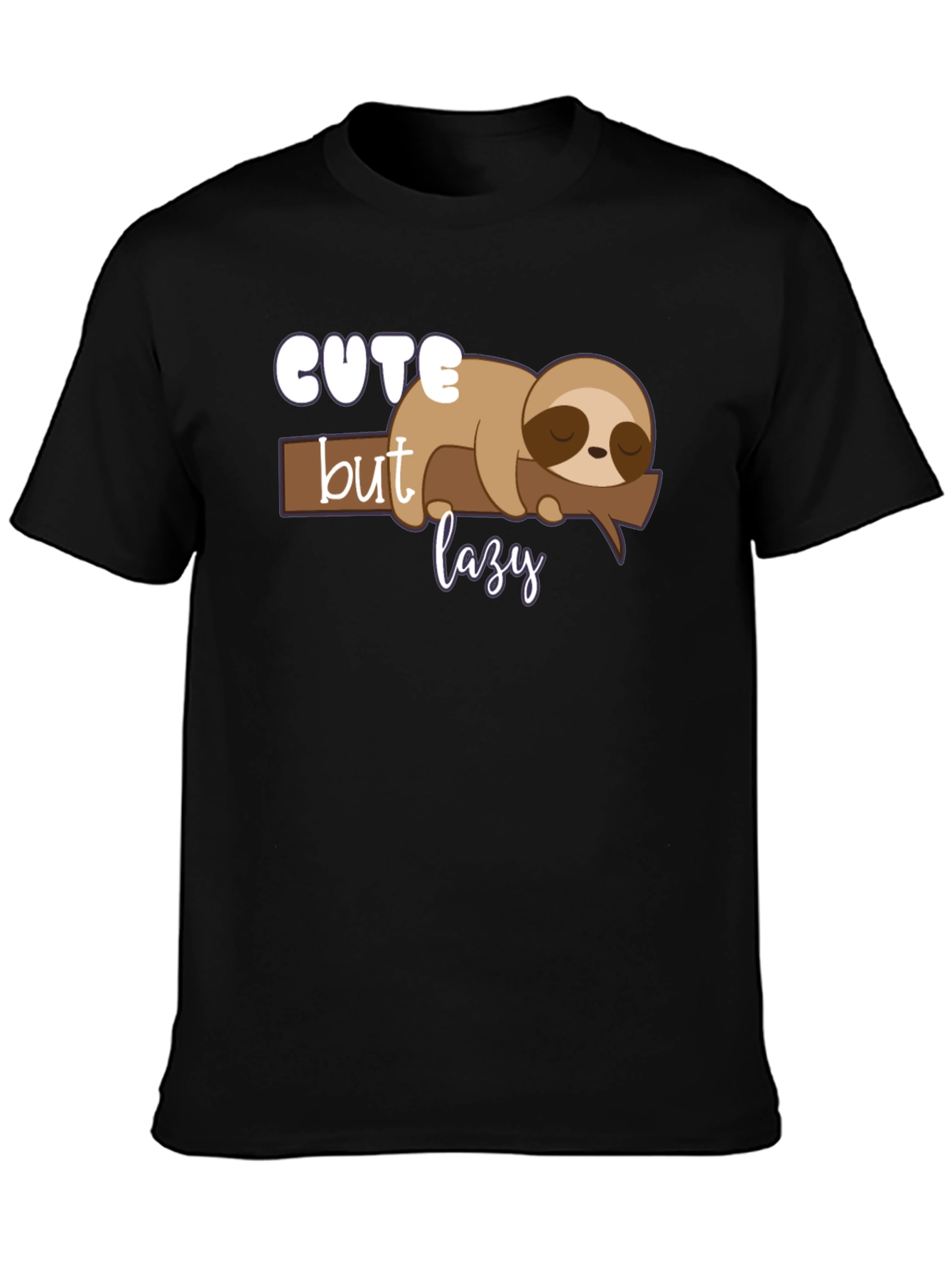 Black Cute But Lazy Sloth Graphic Tee view 3