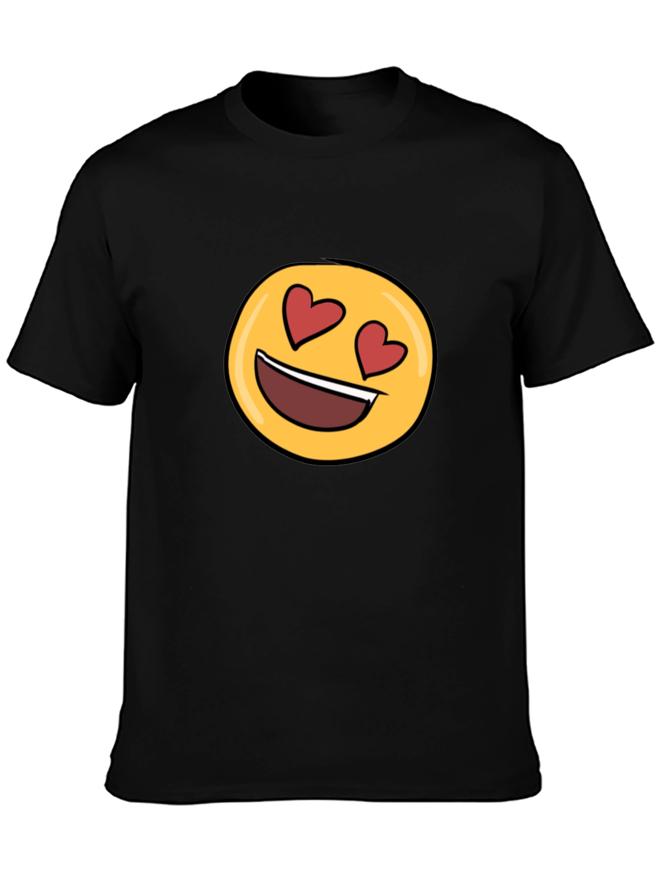 Black Emoji Heart Eyes Black T-Shirt - Express Your Love! view 3