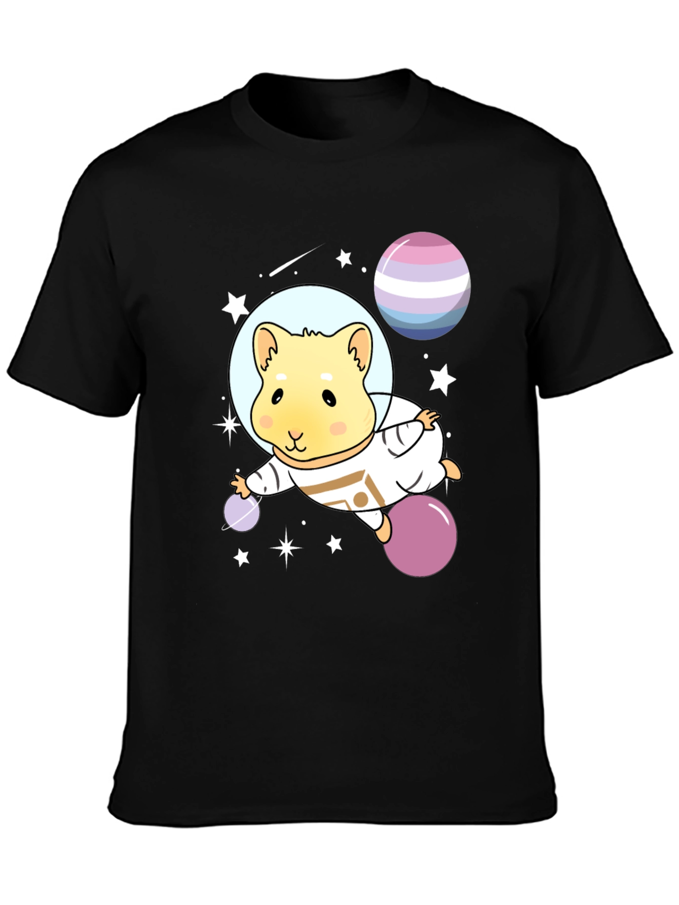 Black Astronaut Hamster Graphic Tee view 3