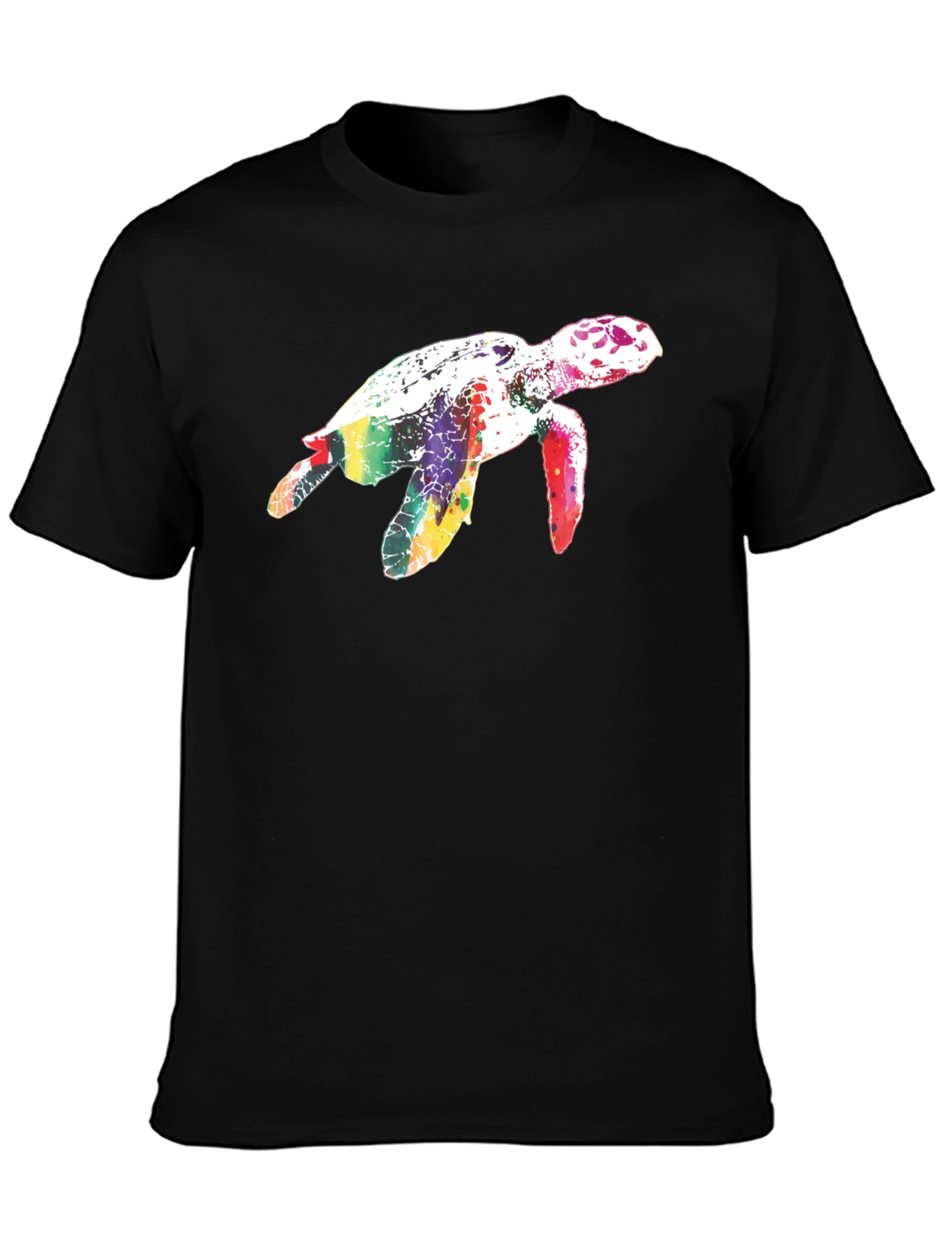 Black Rainbow Turtle Black T-Shirt view 3