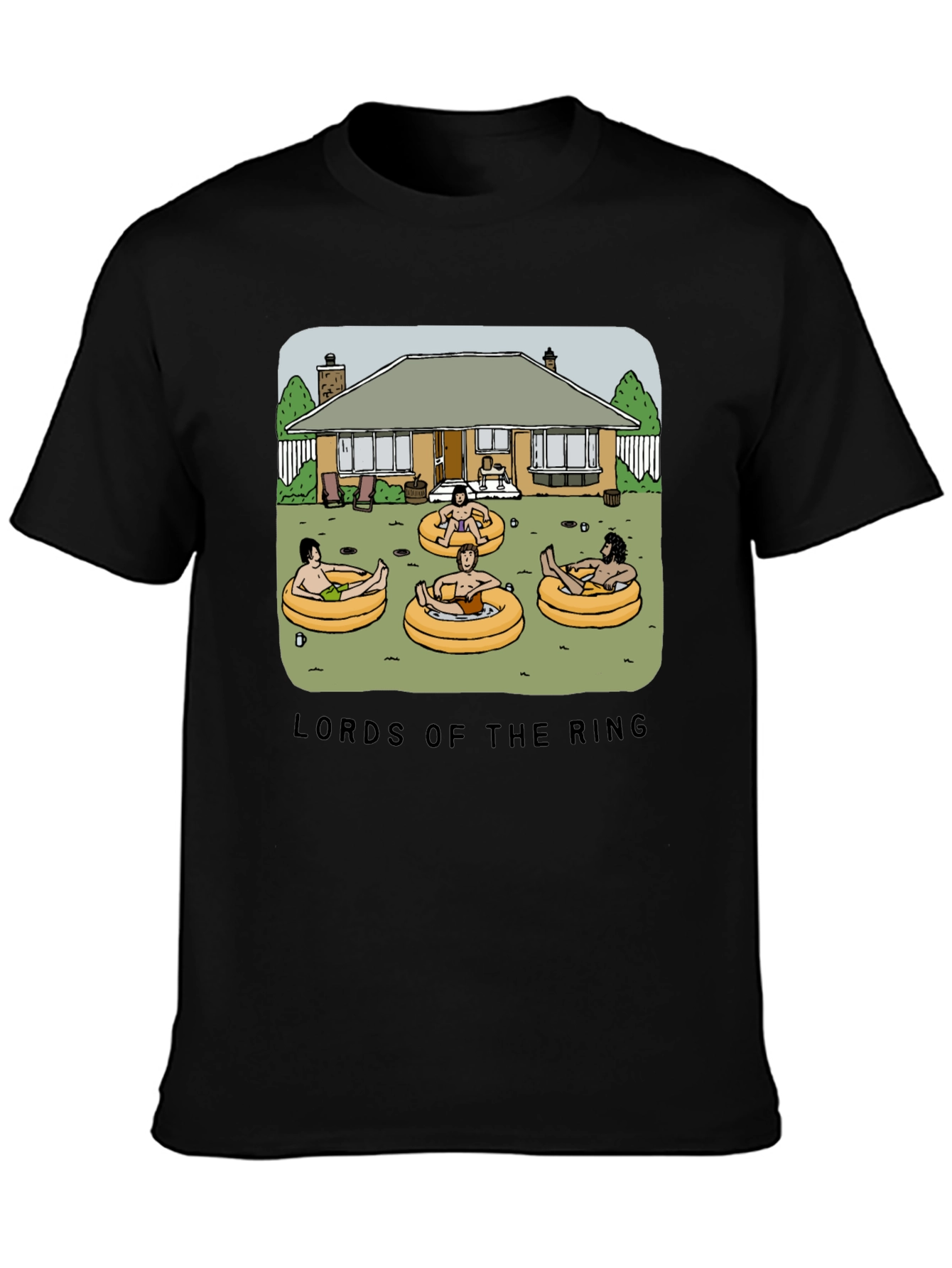 Black Lord of the Ring Funny Summer Black T-Shirt view 3