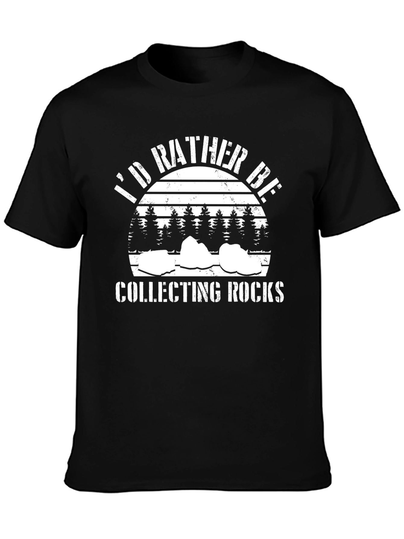 Black I'd Rather Be Collecting Rocks Graphic T-Shirt view 3