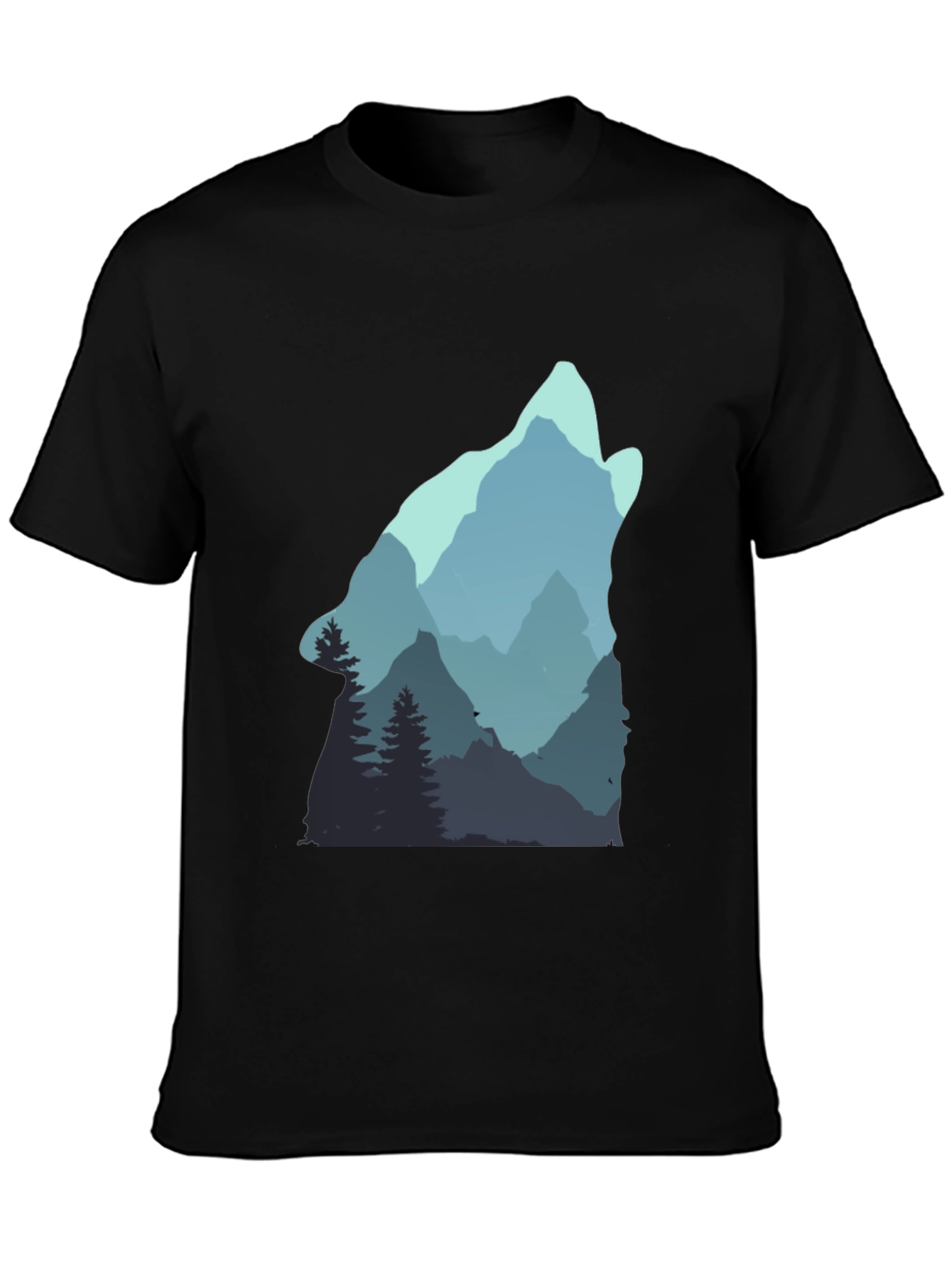 Black Nature Wolf Graphic Tee - Men's Black T-Shirt view 3