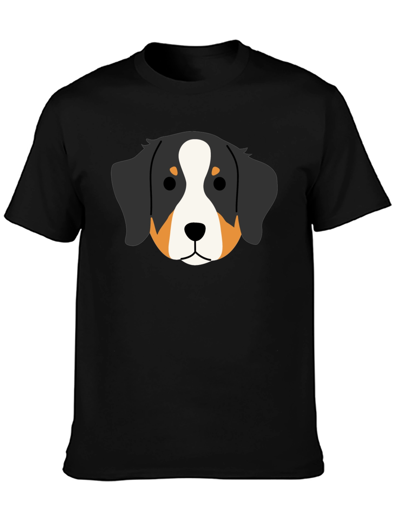Black Bernese Mountain Dog Head Graphic Tee - Black view 3