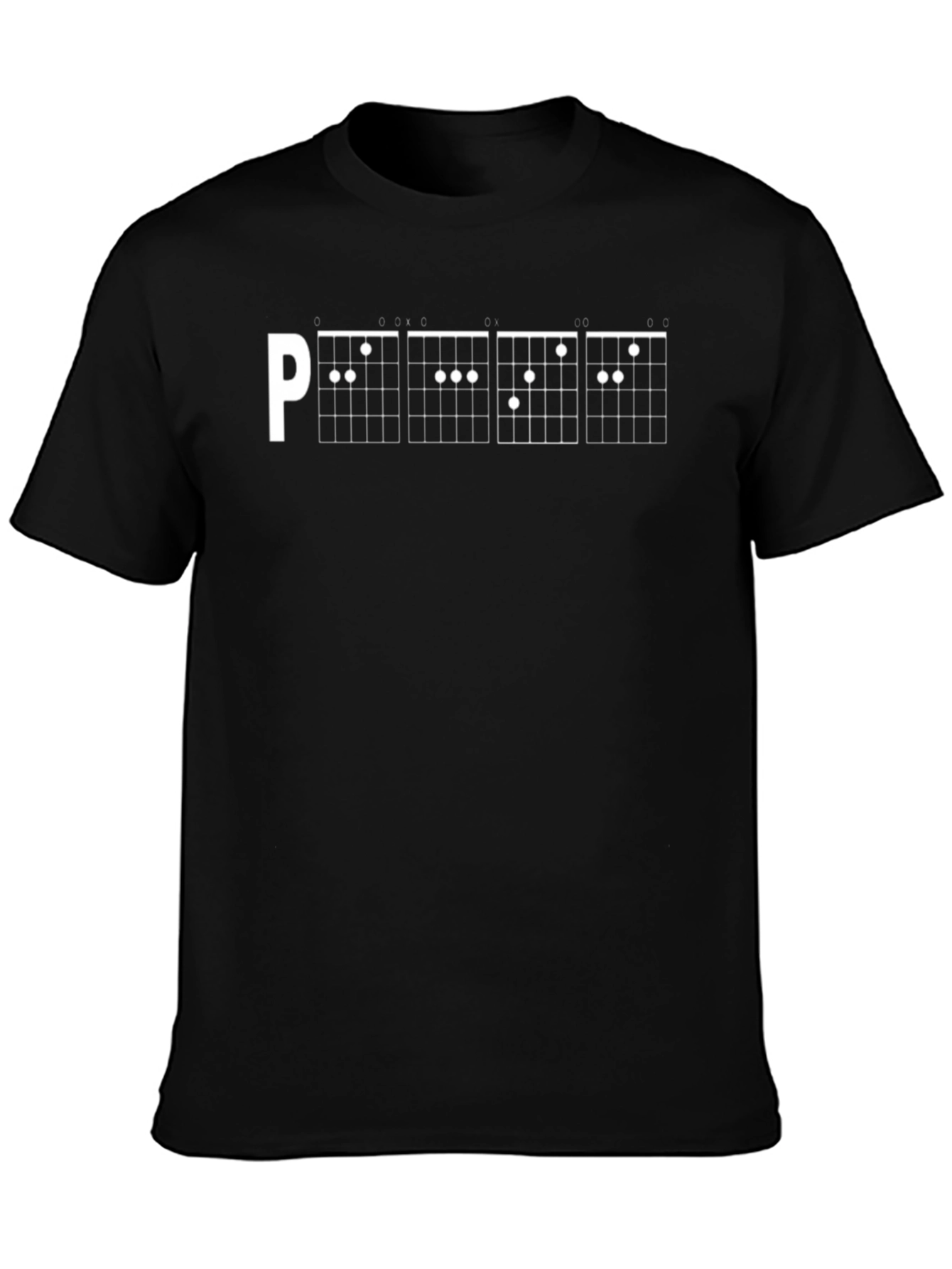 Black Acoustic Guitar Chords T-Shirt - Black Cotton Tee view 3