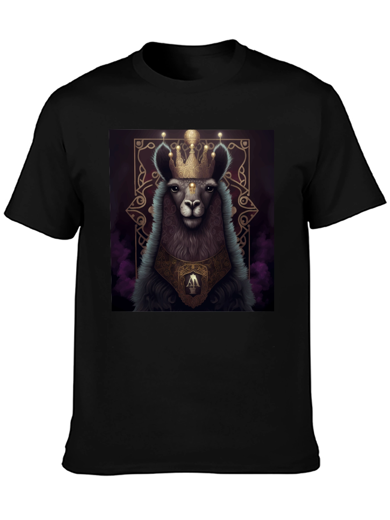 Royal Llama Graphic Tee - Unisex Black T-Shirt - 3