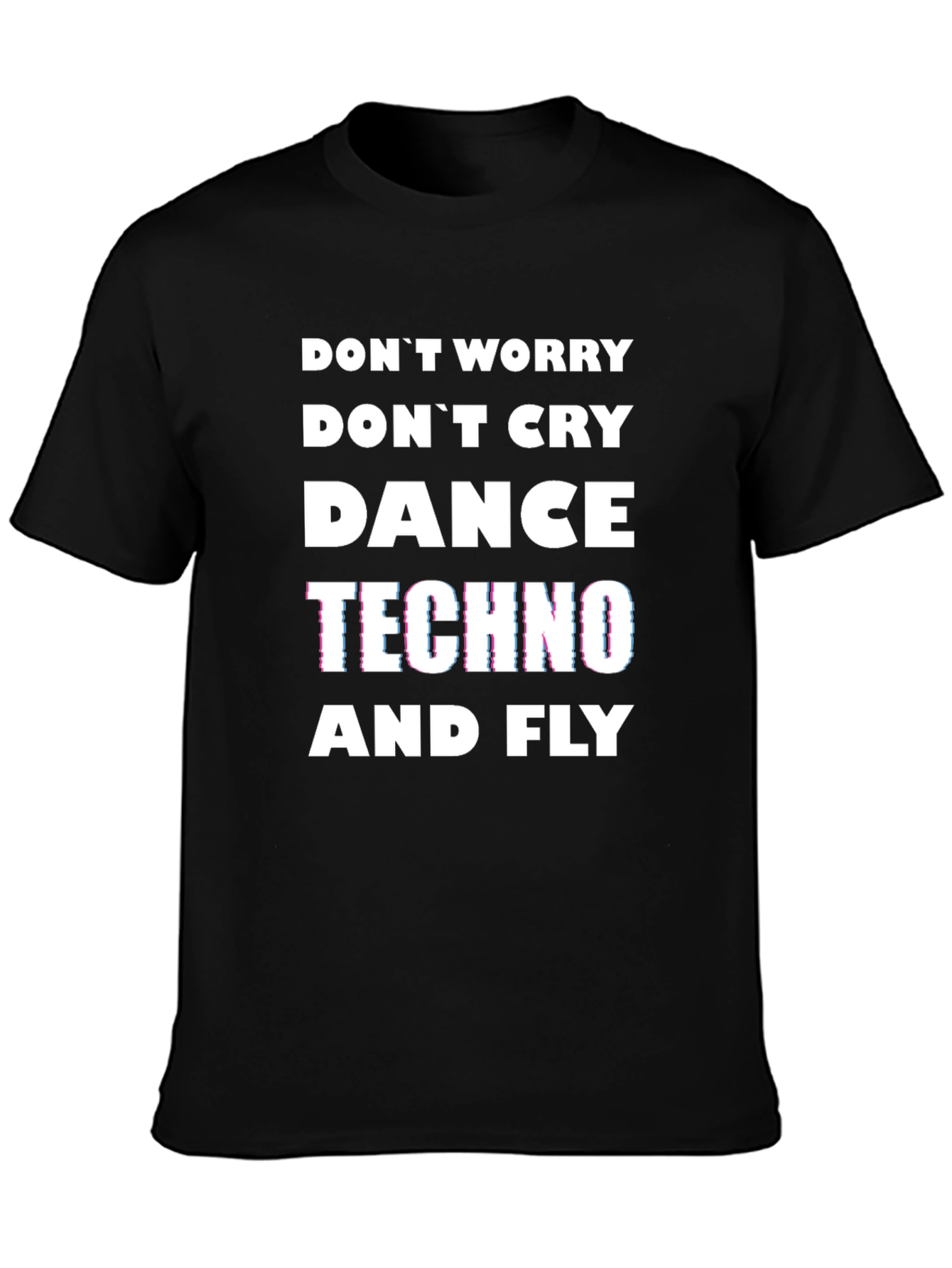 Black Dance Techno & Fly Graphic Tee - Black Cotton T-Shirt view 3