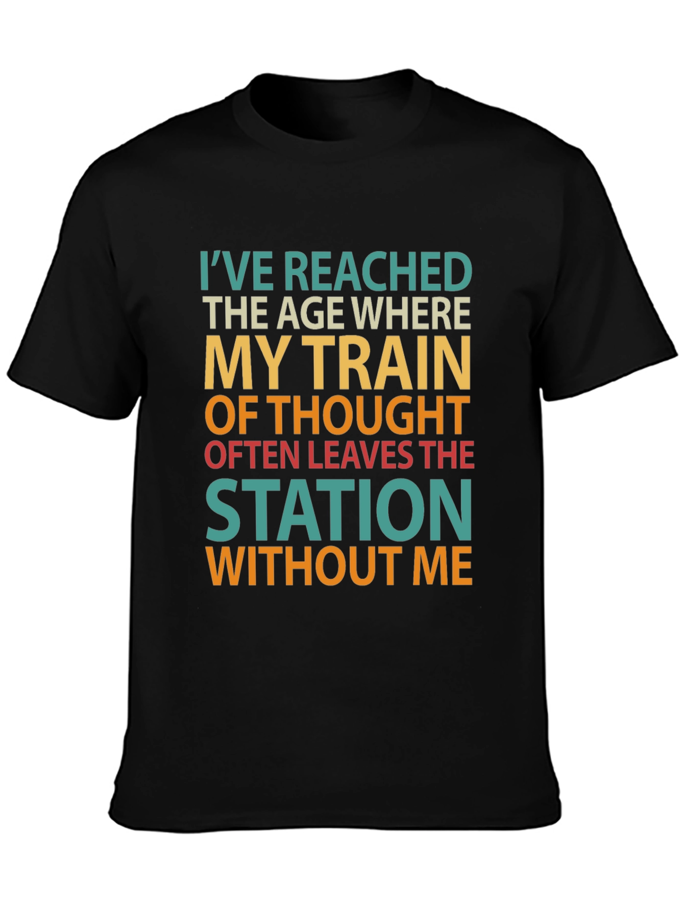Black Funny Age Train of Thought Graphic T-Shirt view 3