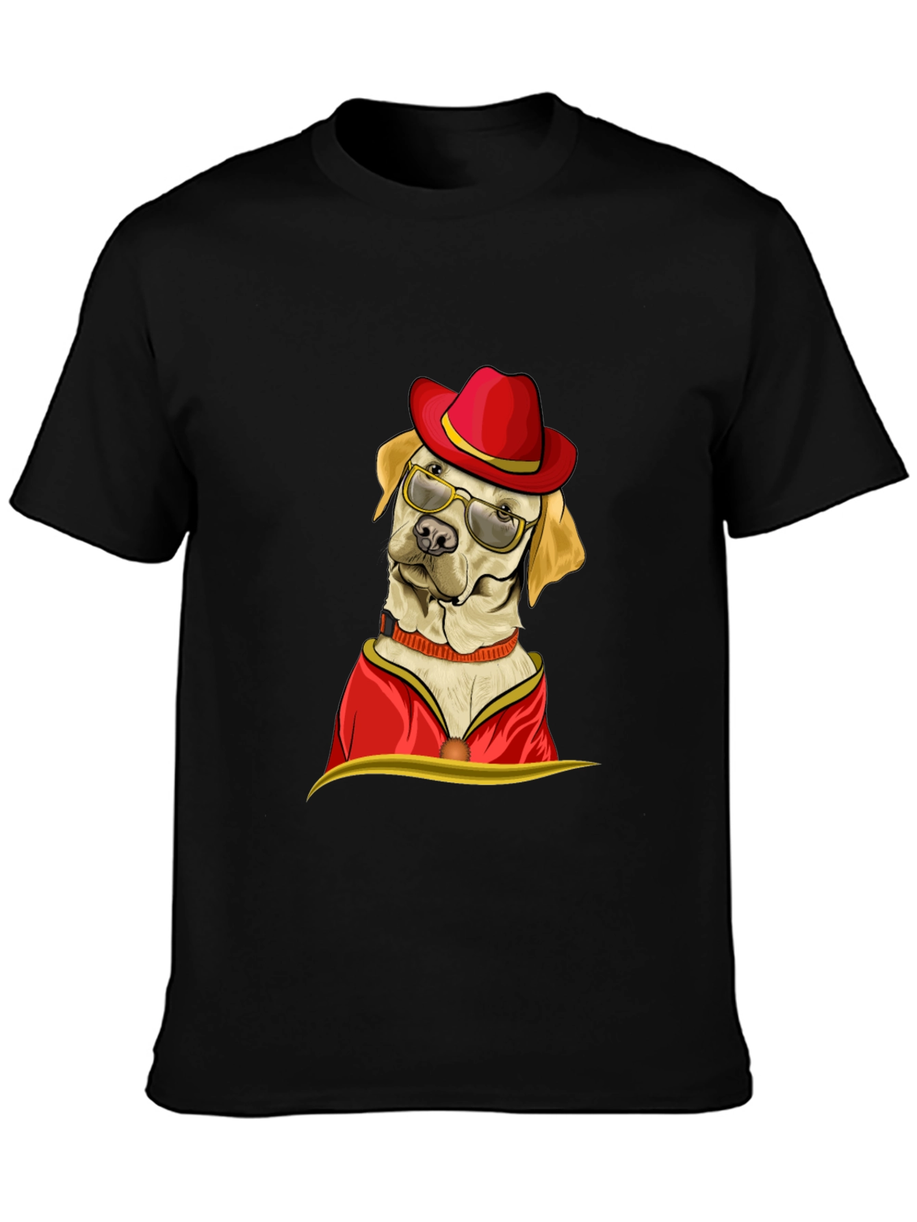 Black Dog with Hat and Glasses T-Shirt view 3