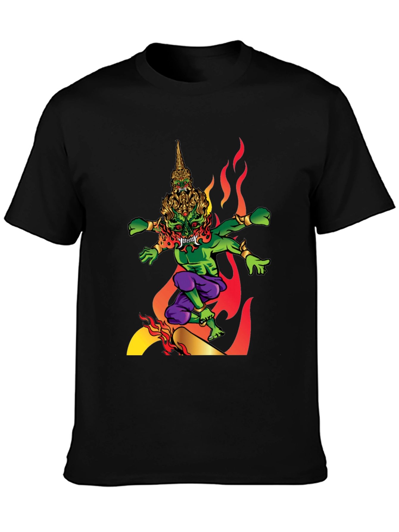 Black Fiery Demon Graphic Tee - Black view 3