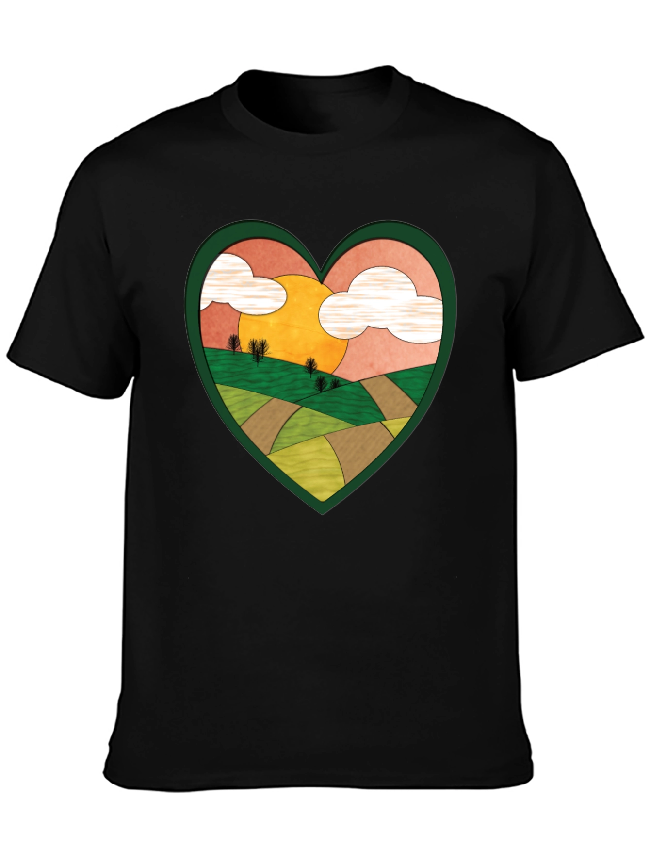 Black Heart Landscape Graphic Tee - Nature Lover Shirt view 3