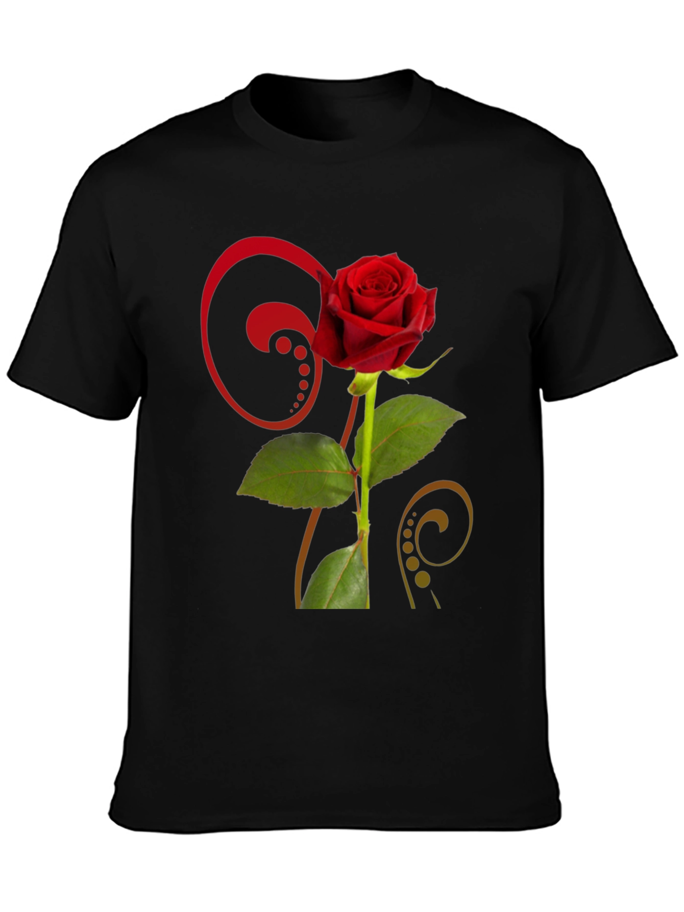Black Rose Graphic Black T-Shirt - Floral Design view 3