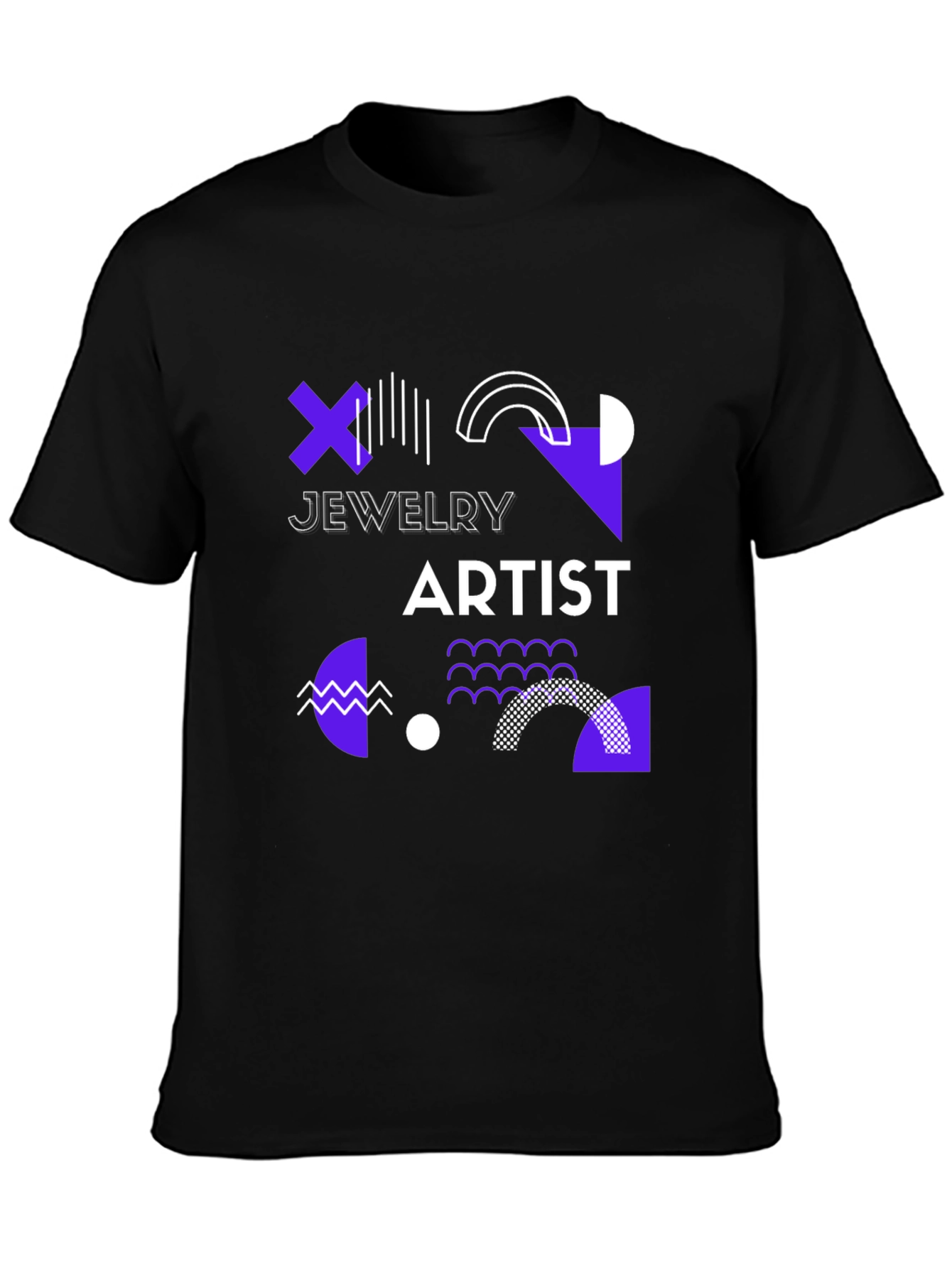 Black Geometric Jewelry Artist Black T-Shirt view 3