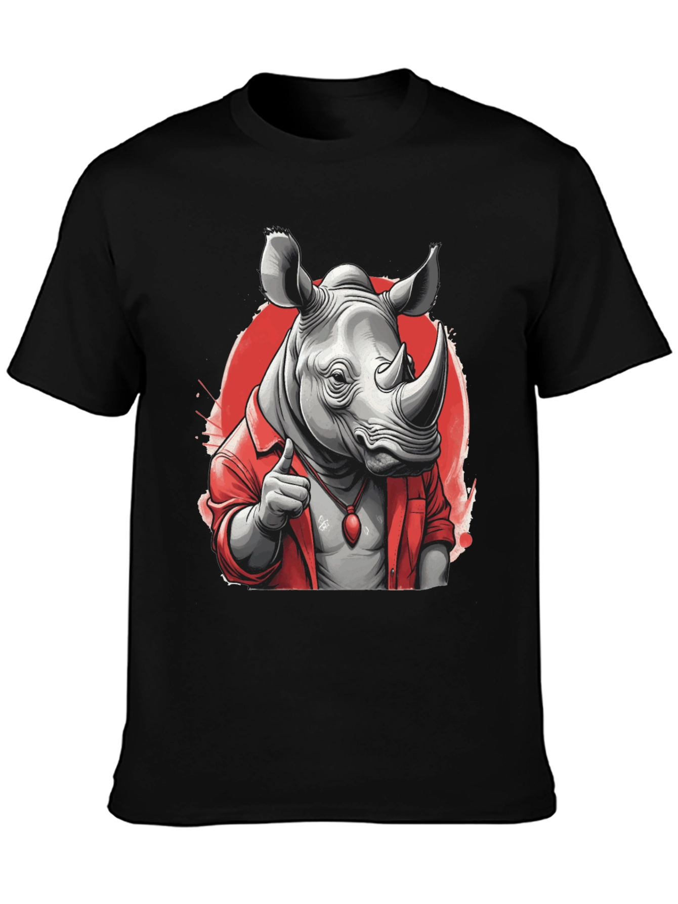 Black Cool Rhino in Shirt Graphic T-Shirt view 3