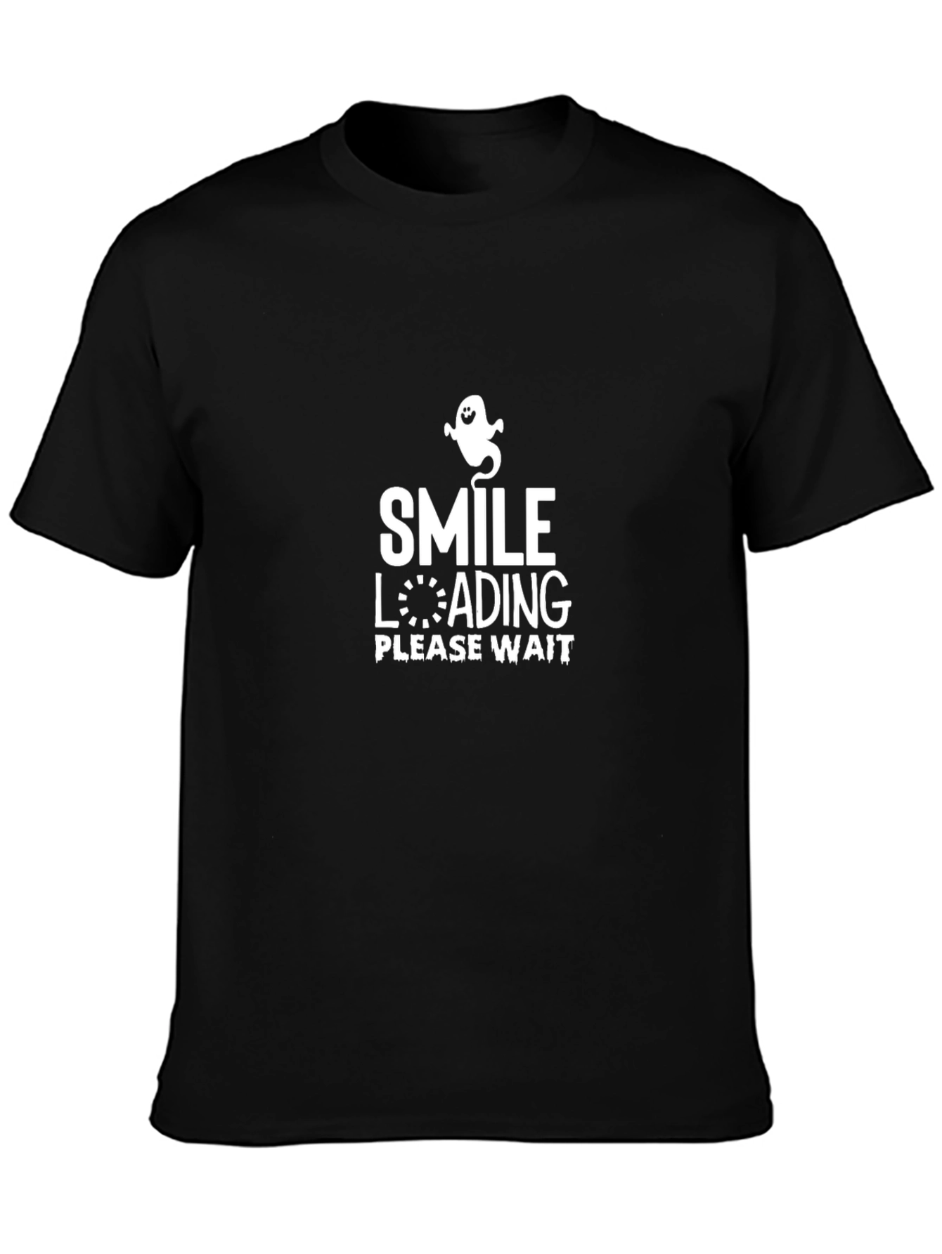 Black Smile Loading Please Wait - Funny Graphic T-Shirt view 3