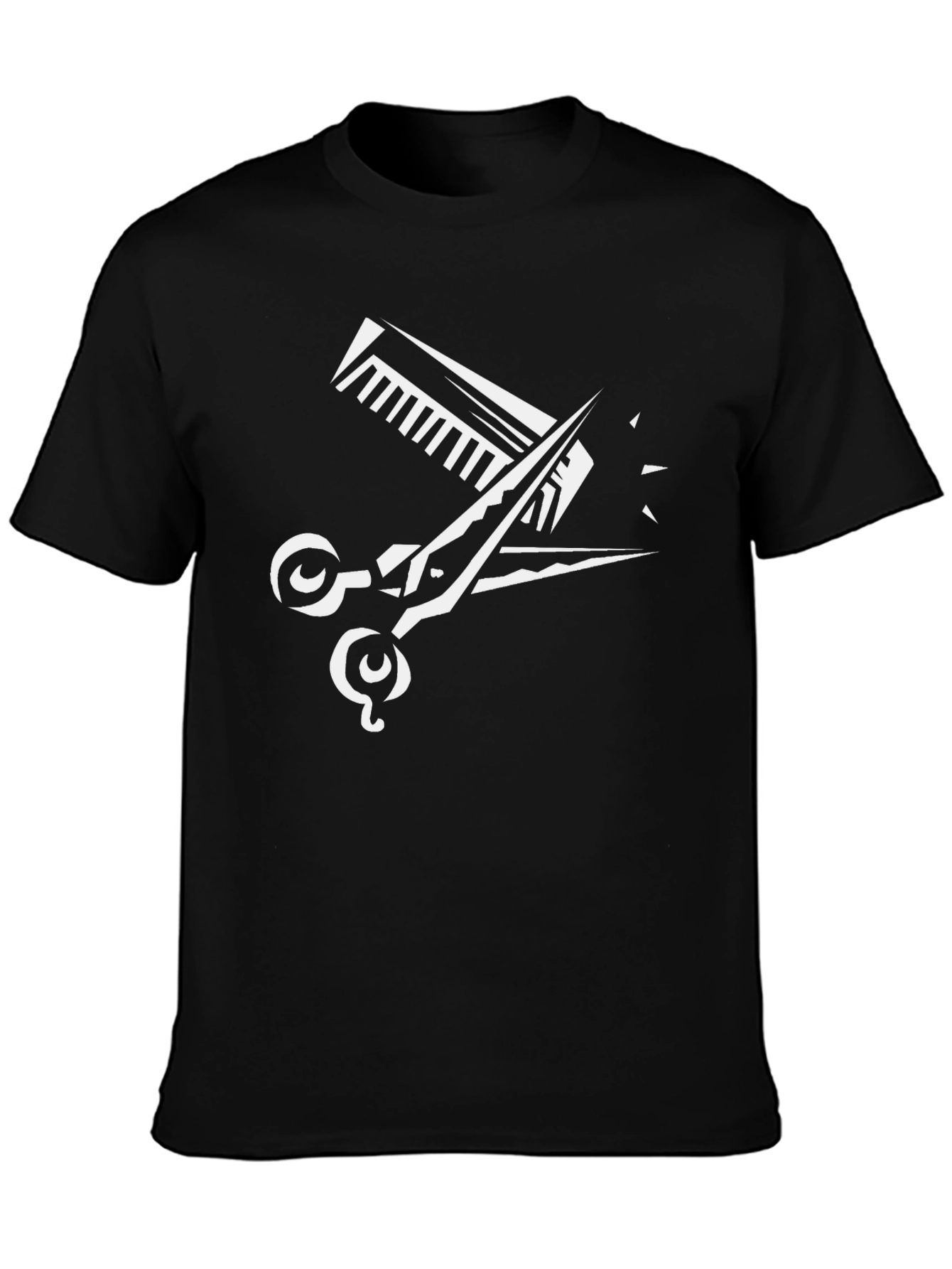 Black Barber Scissors & Comb Graphic Tee - Black view 3