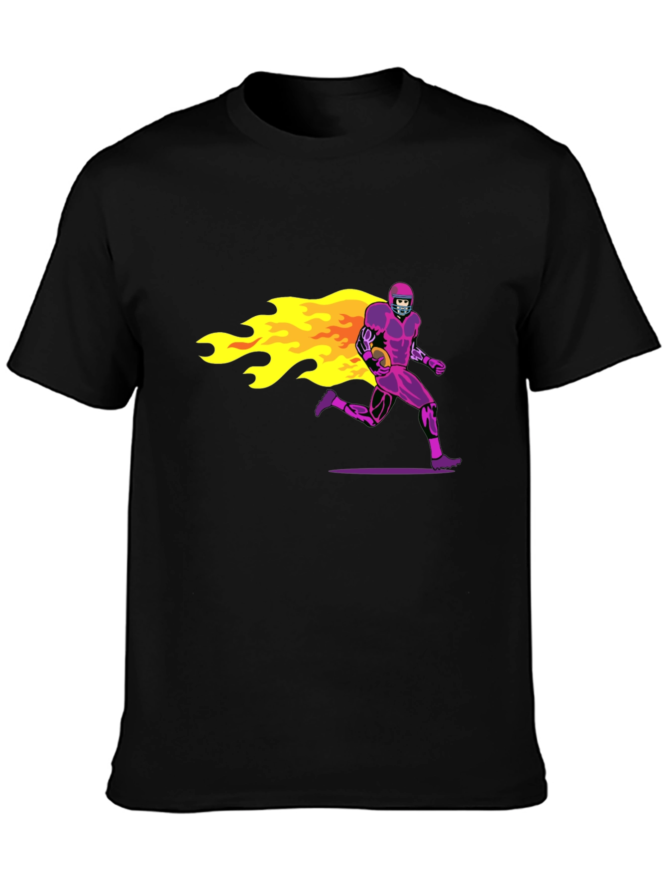Black Flaming Football Skeleton Black T-Shirt view 3