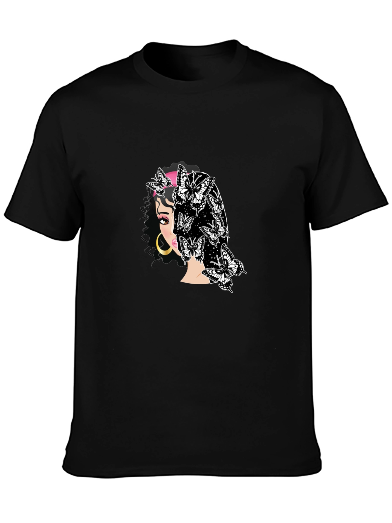 Black Butterfly Woman Graphic T-Shirt view 3