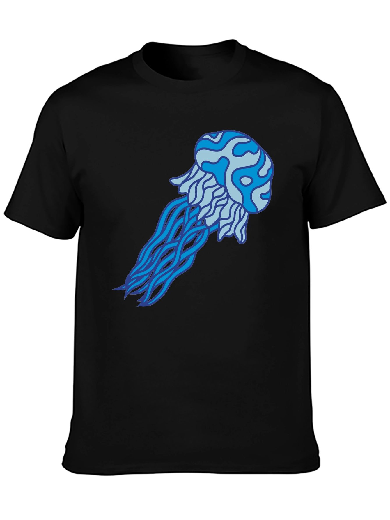 Black Jellyfish Graphic Tee - Black Cotton T-Shirt view 3