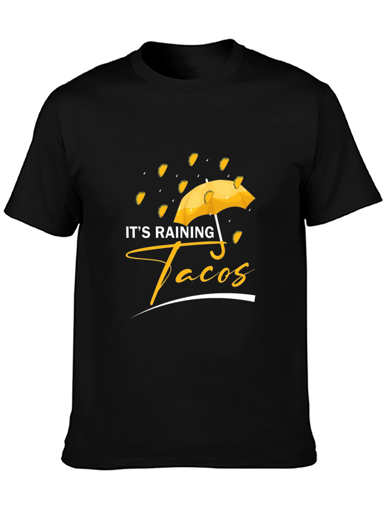 Black It's Raining Tacos Black Graphic T-Shirt view 3