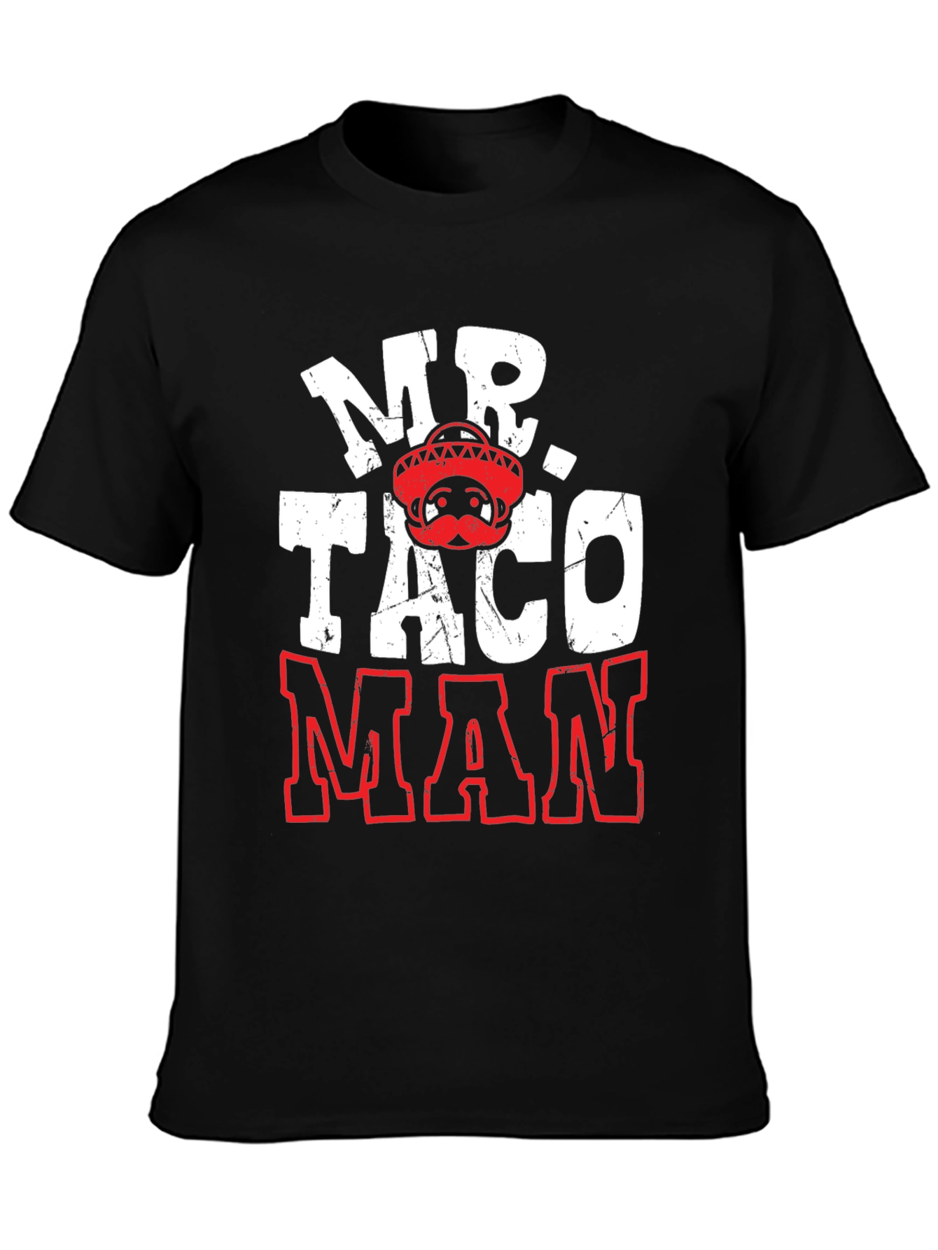 Black Mr. Taco Man Novelty Graphic T-Shirt view 3