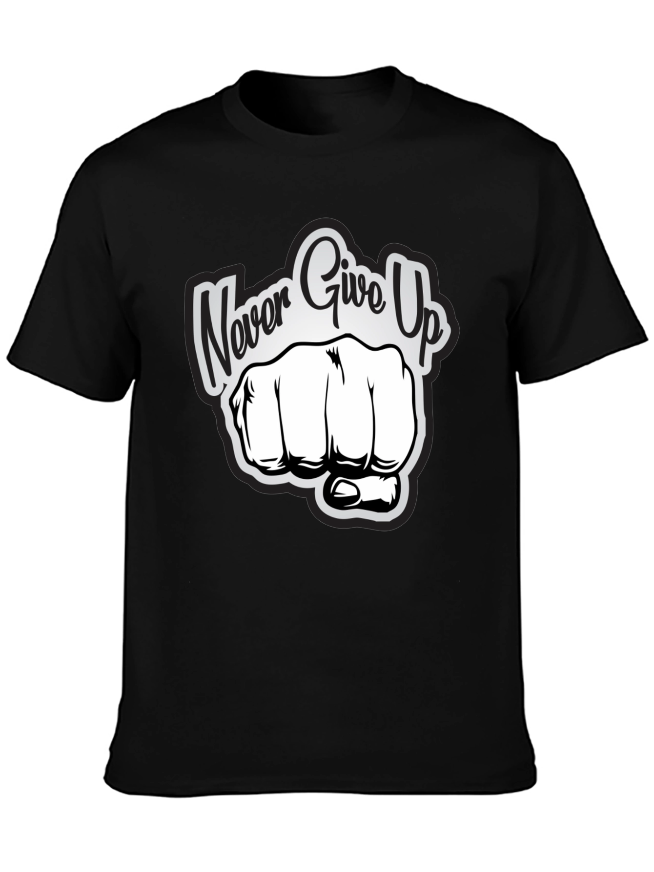 Black Never Give Up Graphic Print T-Shirt view 3