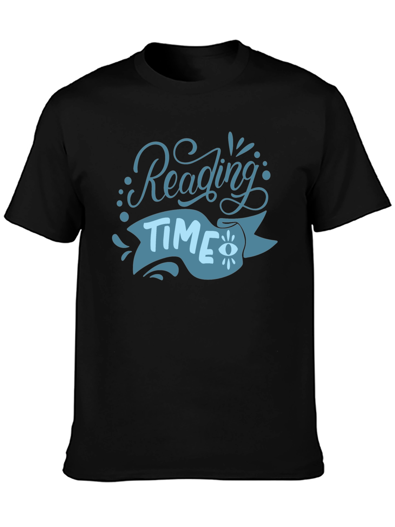 Black Reading Time Graphic Tee - Black Cotton T-Shirt view 3