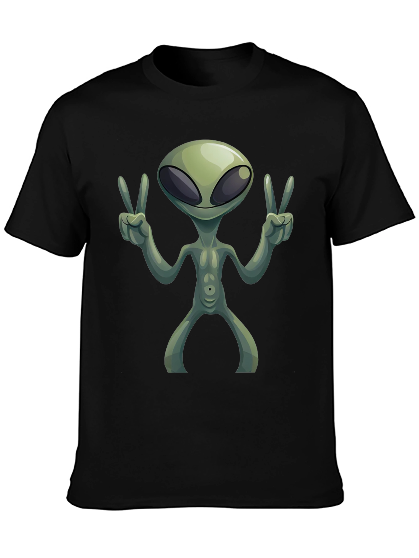 Black Alien Peace Sign T-Shirt view 3