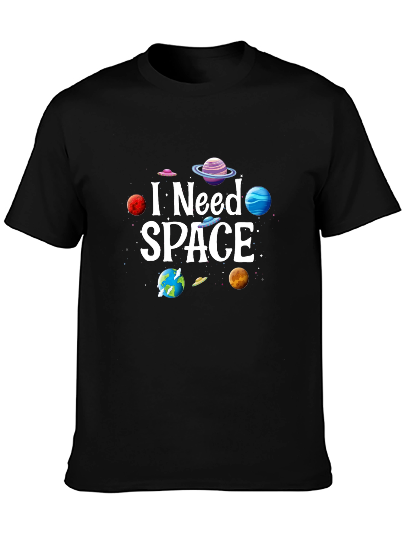 Black I Need Space Graphic Tee - Black Cotton Blend view 3