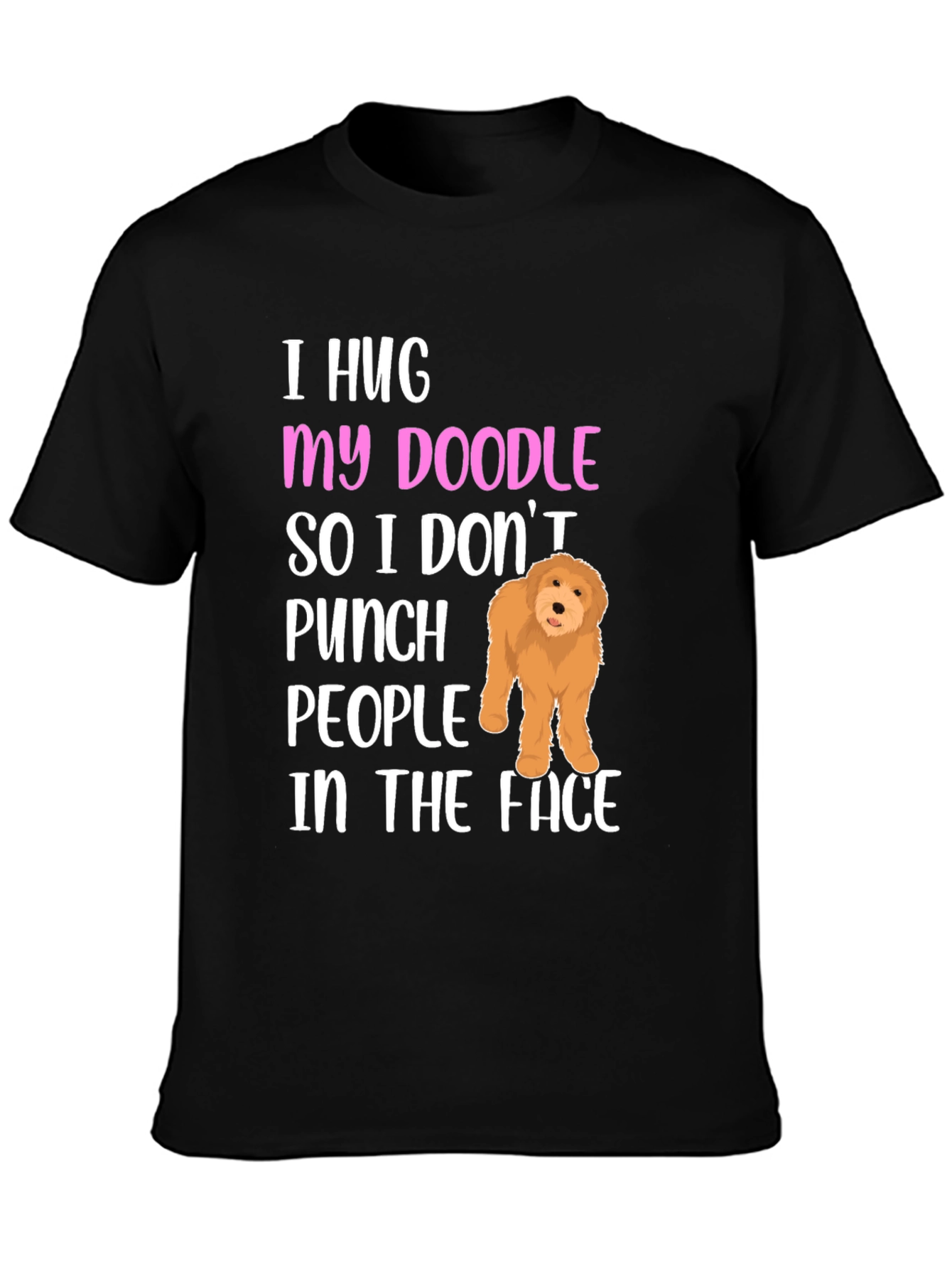 Black Funny Doodle Dog T-Shirt view 3