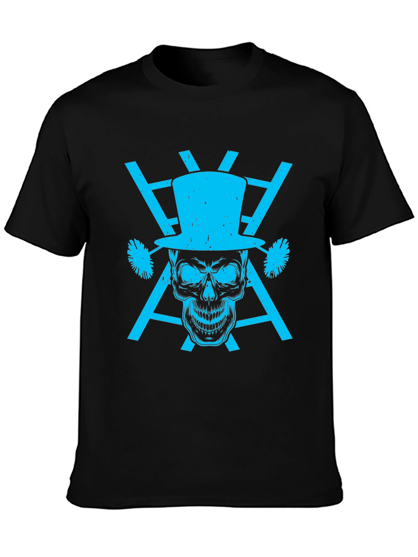 Black Skull Top Hat Graphic Tee - Men's Black T-Shirt view 3