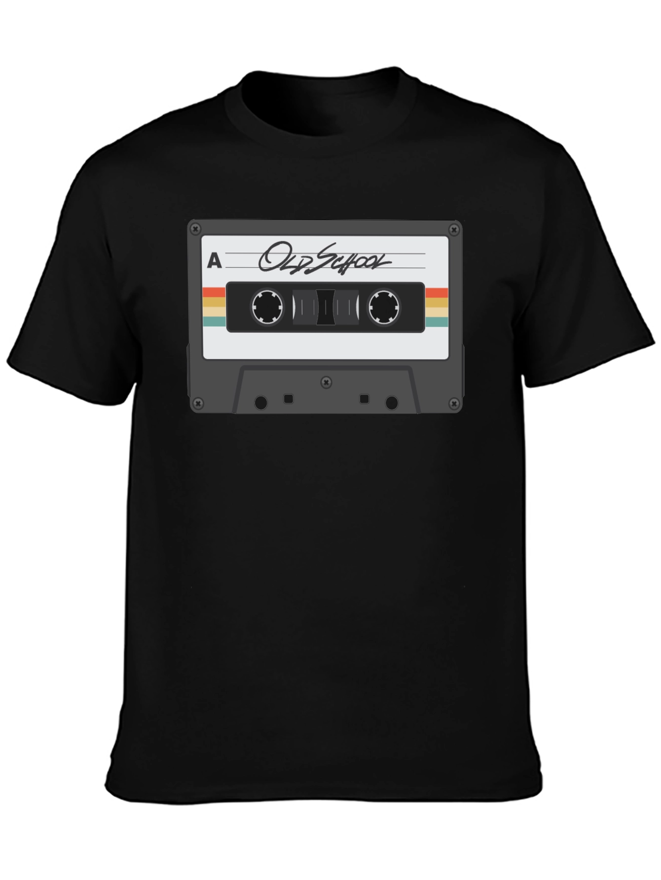 Black Retro Cassette Tape Graphic T-Shirt - Old School Cool view 3