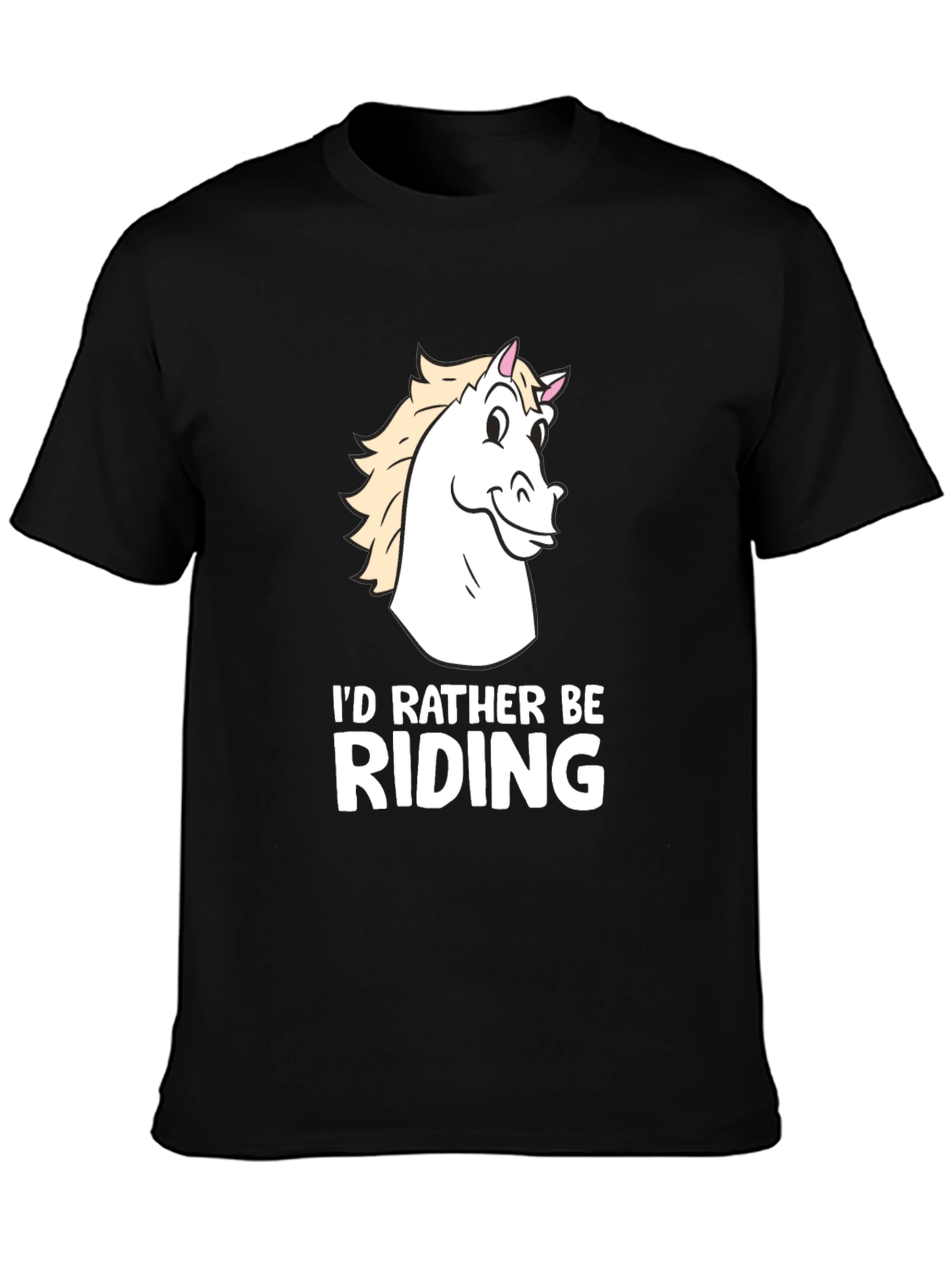Black I'd Rather Be Riding Horse T-Shirt - Black Cotton Tee view 3