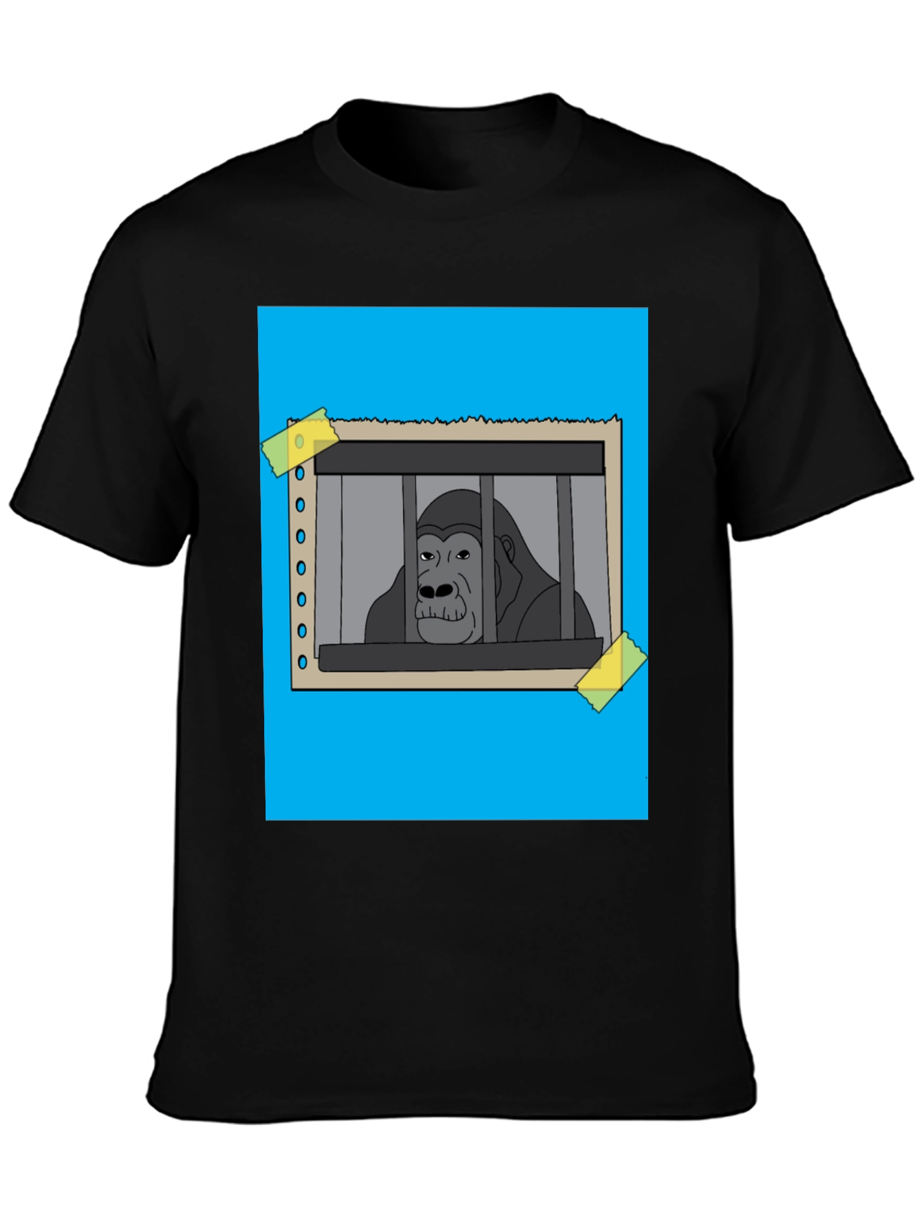 Black Gorilla Behind Bars Graphic T-Shirt view 3